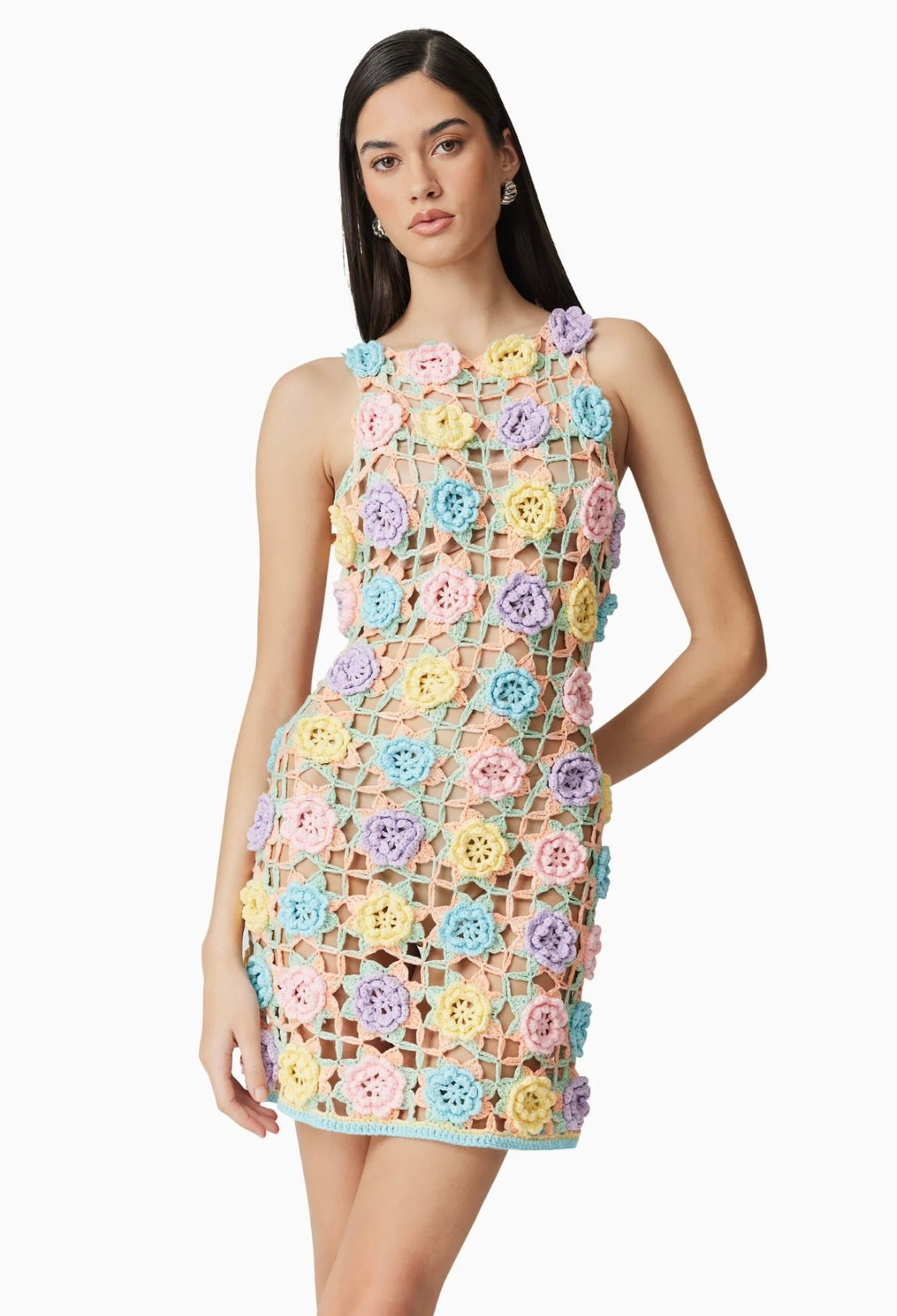 Elise Purple Crochet Mini Dress for Women - Boho Chic Summer Beach Party & Date Night Outfit