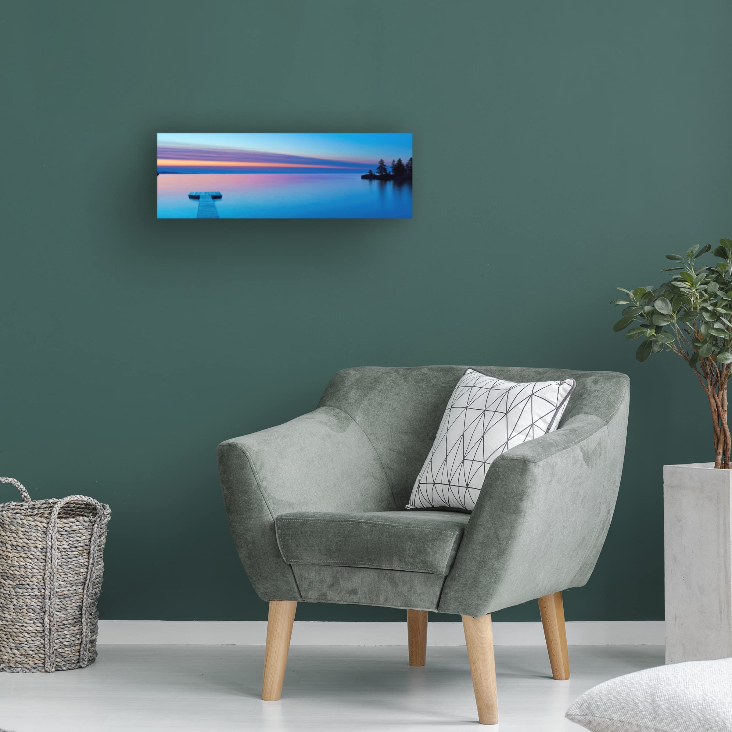 James McLoughlin Lakescape Panorama XI Canvas Wall Art - Handmade Landscape Painting for Living Room, Bedroom & Office Decor