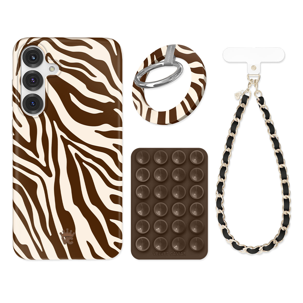 Samsung Phone Grip Stand with Coco Zebra Design - Compatible with Galaxy S21/S20/Note 20 - Non-Slip Holder for Hands-Free Viewing, Perfect for Workouts, Driving & Video Calls