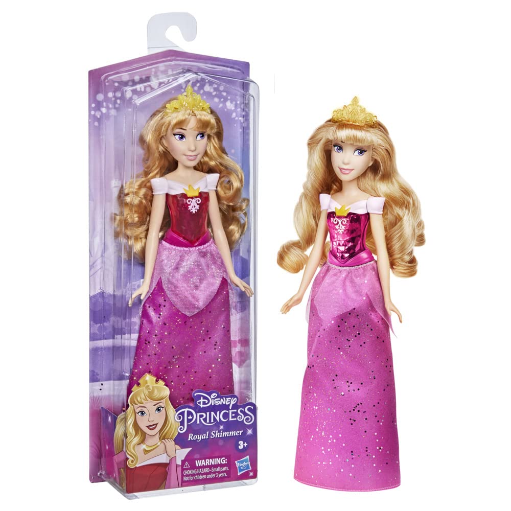 Disney Princess Royal Shimmer Aurora Doll with Elegant Dress & Accessories | Pink Fashion Doll Toy for Girls Age 3+ | Perfect for Birthday Gifts, Pretend Play & Disney Collections