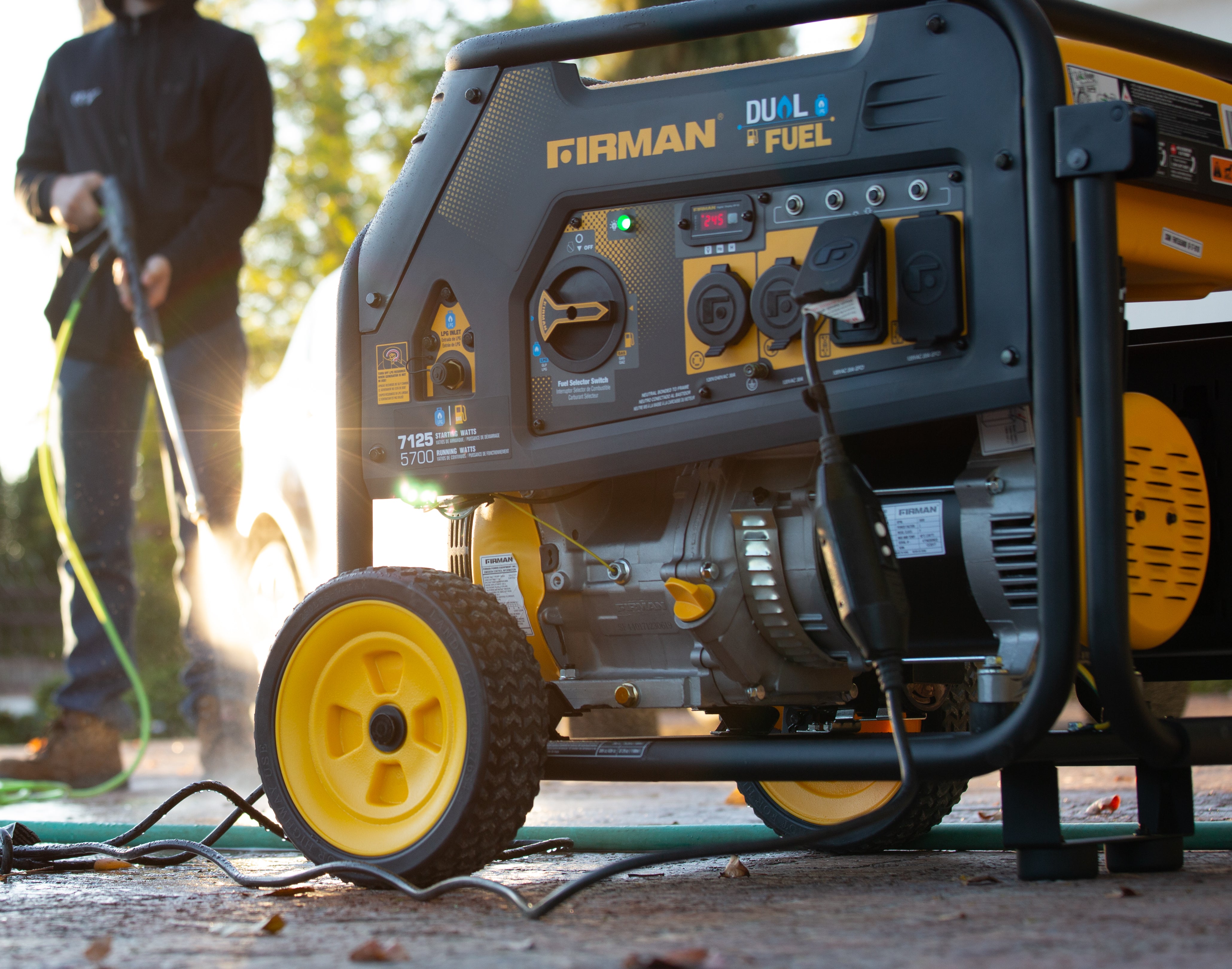 Dual Fuel 5700W Portable Generator with Recoil Start - 120V/240V Output for Camping, Home Backup & Outdoor Power
