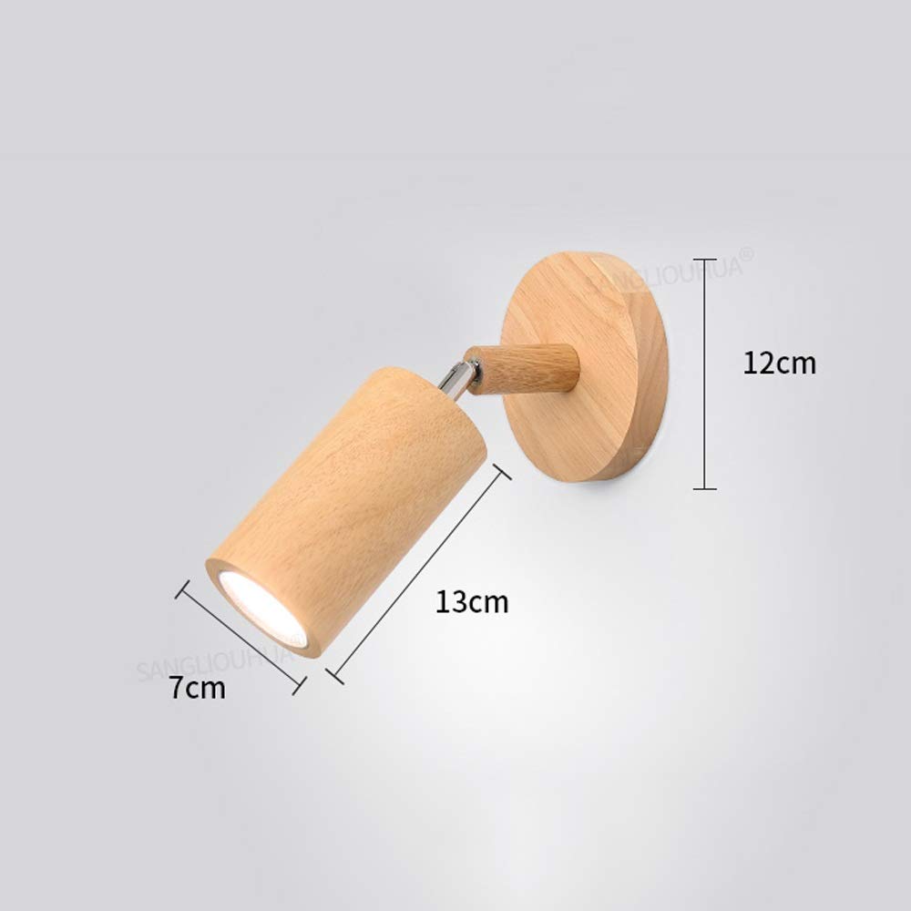 Nordic Japanese Style Solid Wood Wall Mounted LED Reading Light - Rotating Bedside Lamp for Bedroom, Study, Restaurant & Hotel Decor - Wooden Wall Sconce Spotlight with Adjustable Arm for Cozy Ambiance