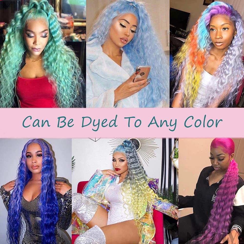 40 Inch 613 Blonde 13x4 Lace Front Wig - Brazilian Human Hair 180% Deep Wave - HD Transparent Pre-Plucked Lace Frontal - Remy Human Hair Wigs for Women - Perfect for Cosplay, Daily Wear & Special Occasions