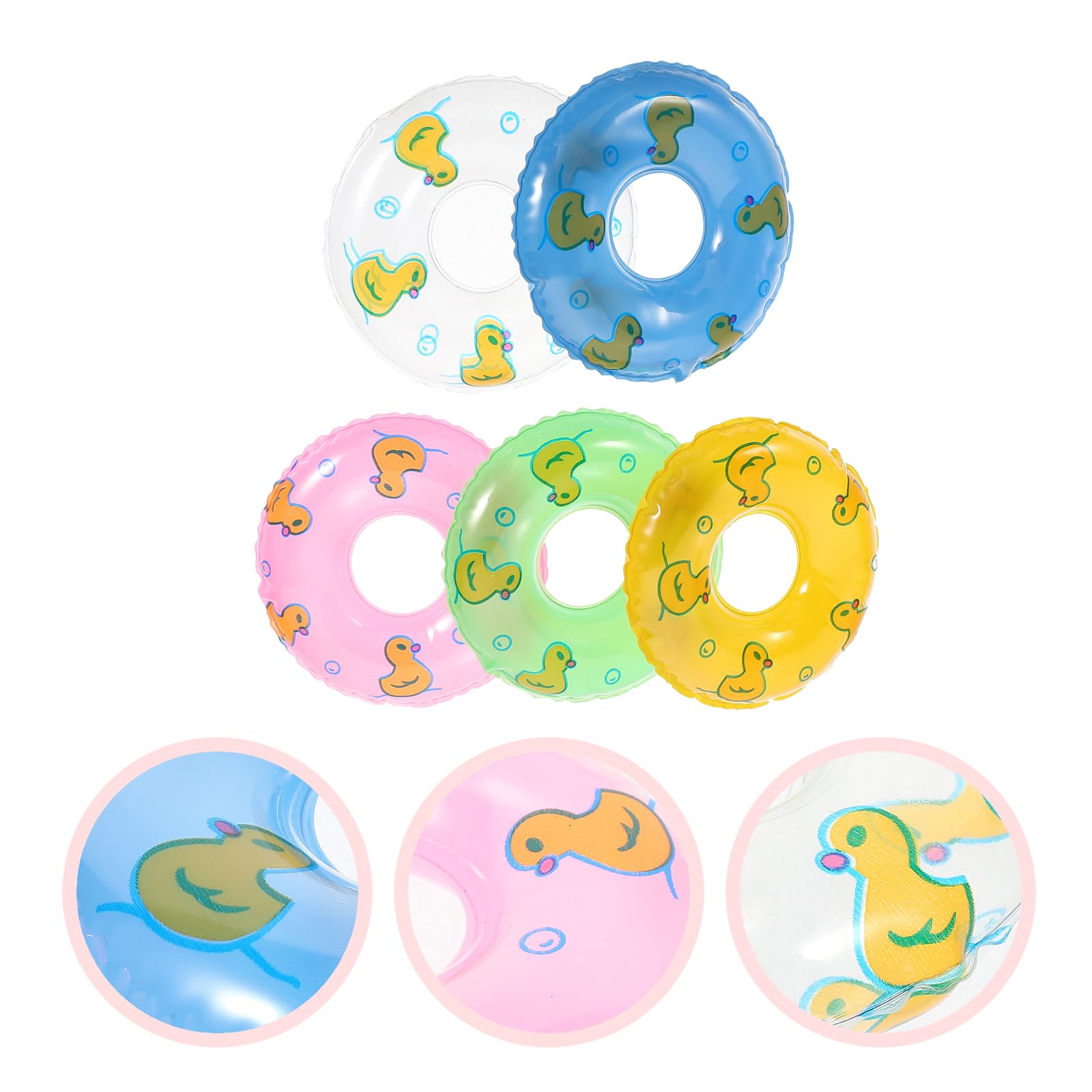 Gadpiparty 5Pcs Mini Inflatable Swim Rings - Cute Dollhouse Pattern Pool Floats for Kids & Dolls | Perfect for Baby Pools, Bath Time & Summer Water Play