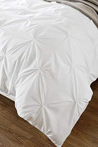 Ultra Soft 3-Piece Pinch Pleated Duvet Cover Set - Stylish Brushed Microfiber Bedding with Zipper & Corner Ties (Full/Queen, White) - Perfect for Master Bedrooms, Guest Rooms & Cozy Home Decor