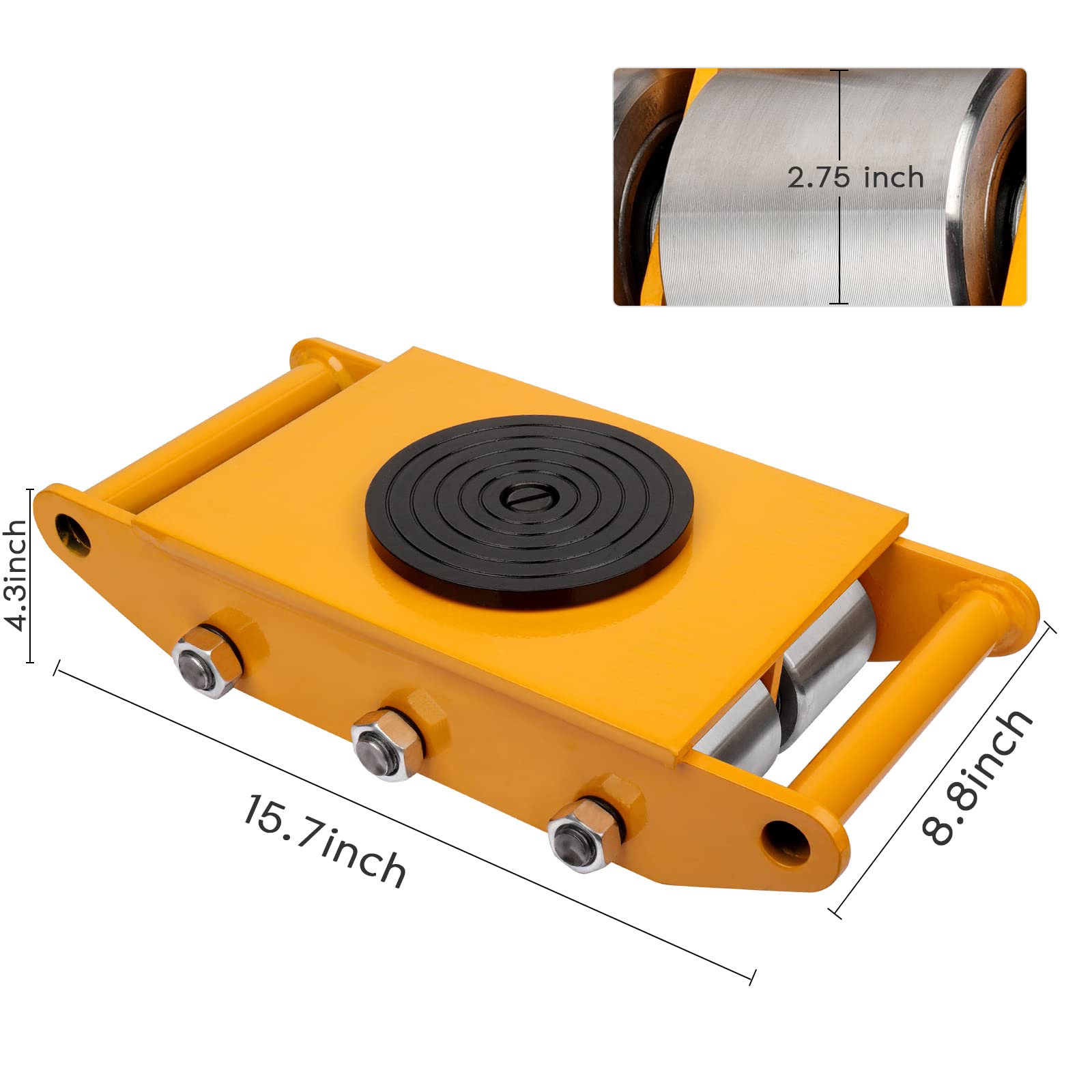 8 Ton (17600 lbs) Heavy Duty Machine Skates with 360° Rotation - Industrial Machinery Moving Dolly for Equipment Relocation - Perfect for Factory, Warehouse & Workshop Use