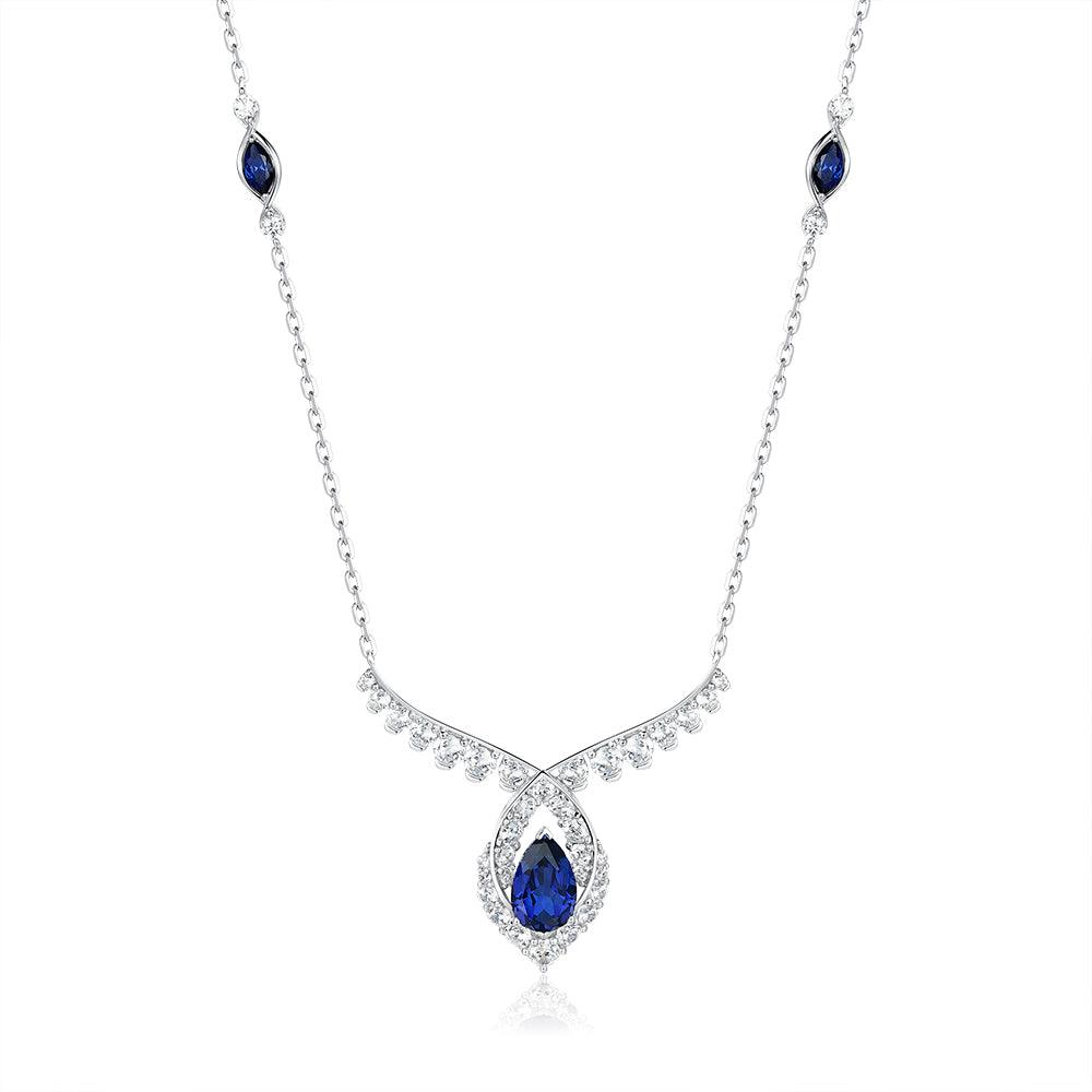 Luxury Marquise Pear Shaped Sapphire Necklace in Endless Blue - Perfect for Weddings, Anniversaries & Special Occasions