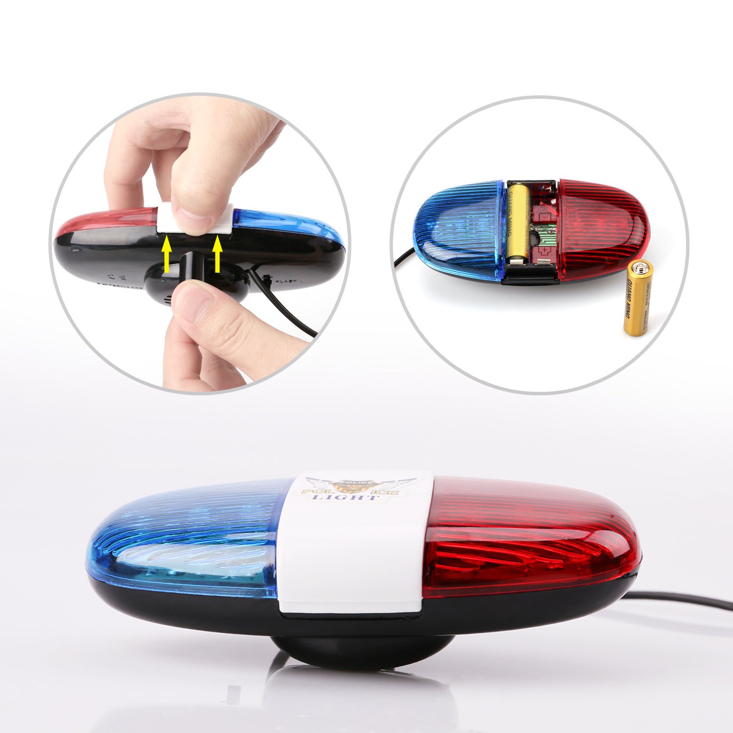 Oumers Bike LED Horn Siren with 6 Lights & 4 Sounds - Waterproof Cycling Safety for Night Rides
