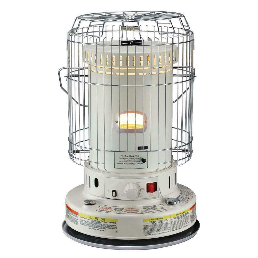 23800 BTU Indoor Portable Kerosene Heater with Convection Technology - White | Perfect for Garages, Workshops & Emergency Heating During Power Outages