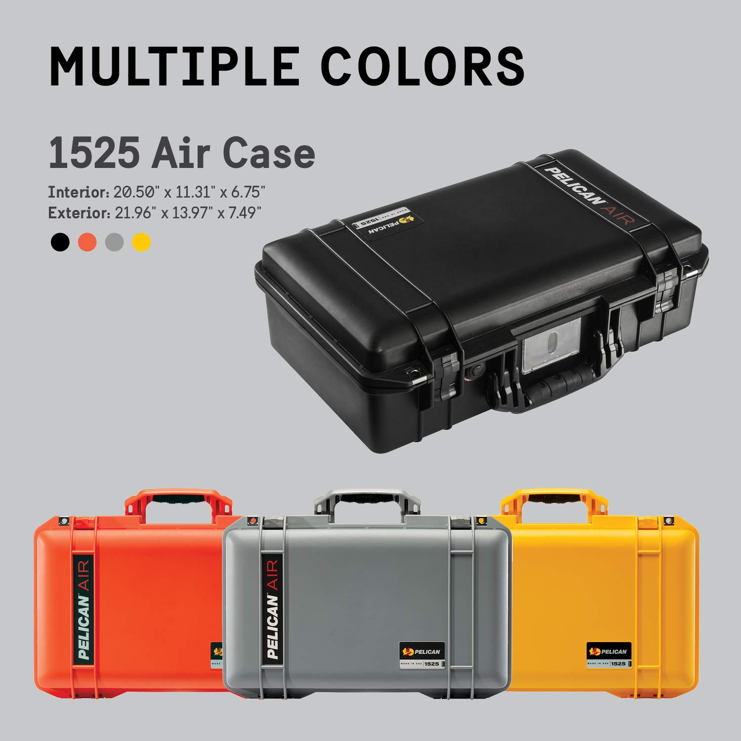 Pelican Air 1525 Waterproof Hard Case - Lightweight & Durable Travel Protection for Cameras, Drones & Electronics (Black) - Perfect for Outdoor Adventures, Air Travel & Equipment Storage