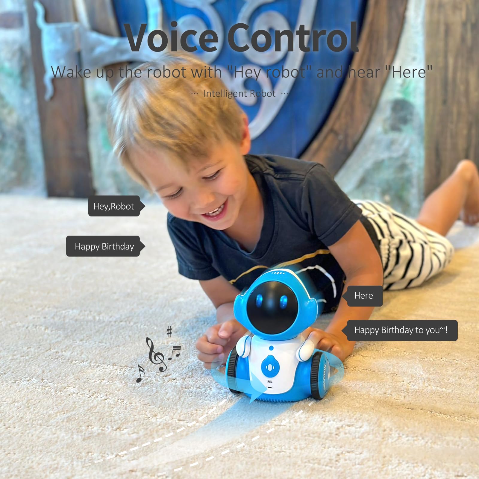 GILOBABY Rechargeable Smart Talking Robot Toy for Kids Ages 6+, Voice Controlled Touch Sensor with Singing Dancing Recording Repeat Functions - Interactive Educational Birthday Gift for Boys & Girls (Blue) | STEM Learning, Party Entertainment & Playtime Companion