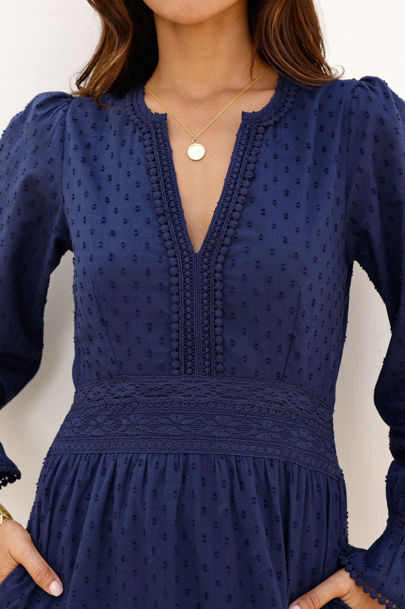 Purdie Organic Cotton Dobby Dress for Women - Navy Blue Casual Summer Dress | Perfect for Beach, Office, and Everyday Wear