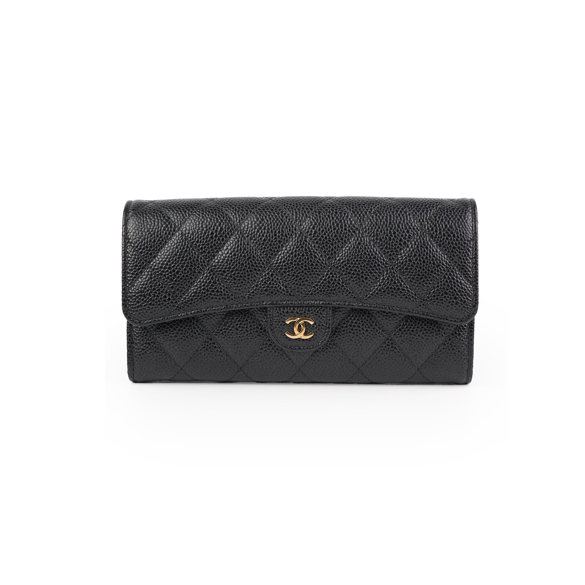 Chanel Long Caviar Leather Black Wallet for Women - Luxury Designer Card Holder & Money Organizer - Perfect for Everyday Use, Travel, and Special Occasions