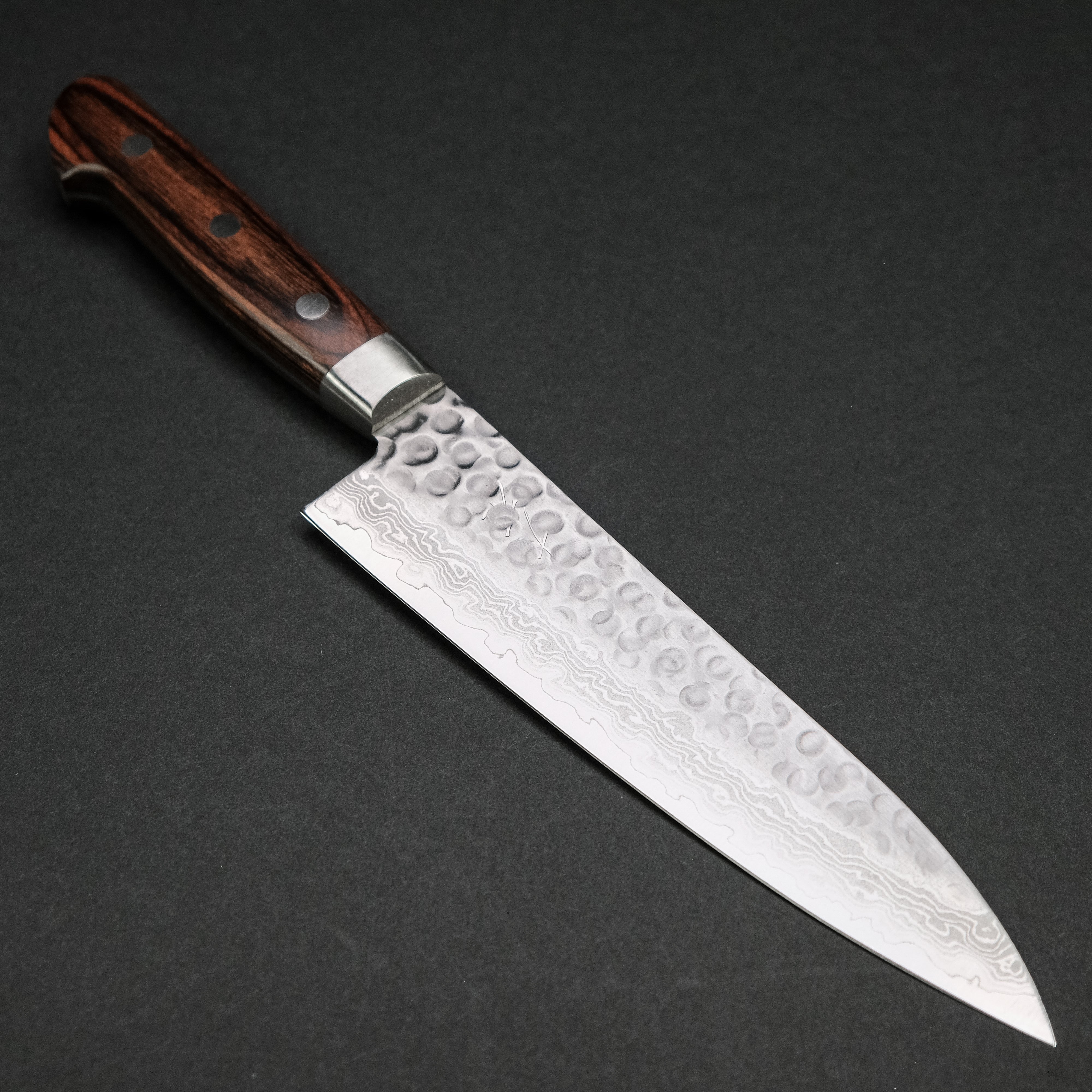 Ohishi VG10 Damascus Gyuto Japanese Chef Knife 180mm with Mahogany Handle - Perfect for Sushi, Meat Cutting & Professional Kitchen Use