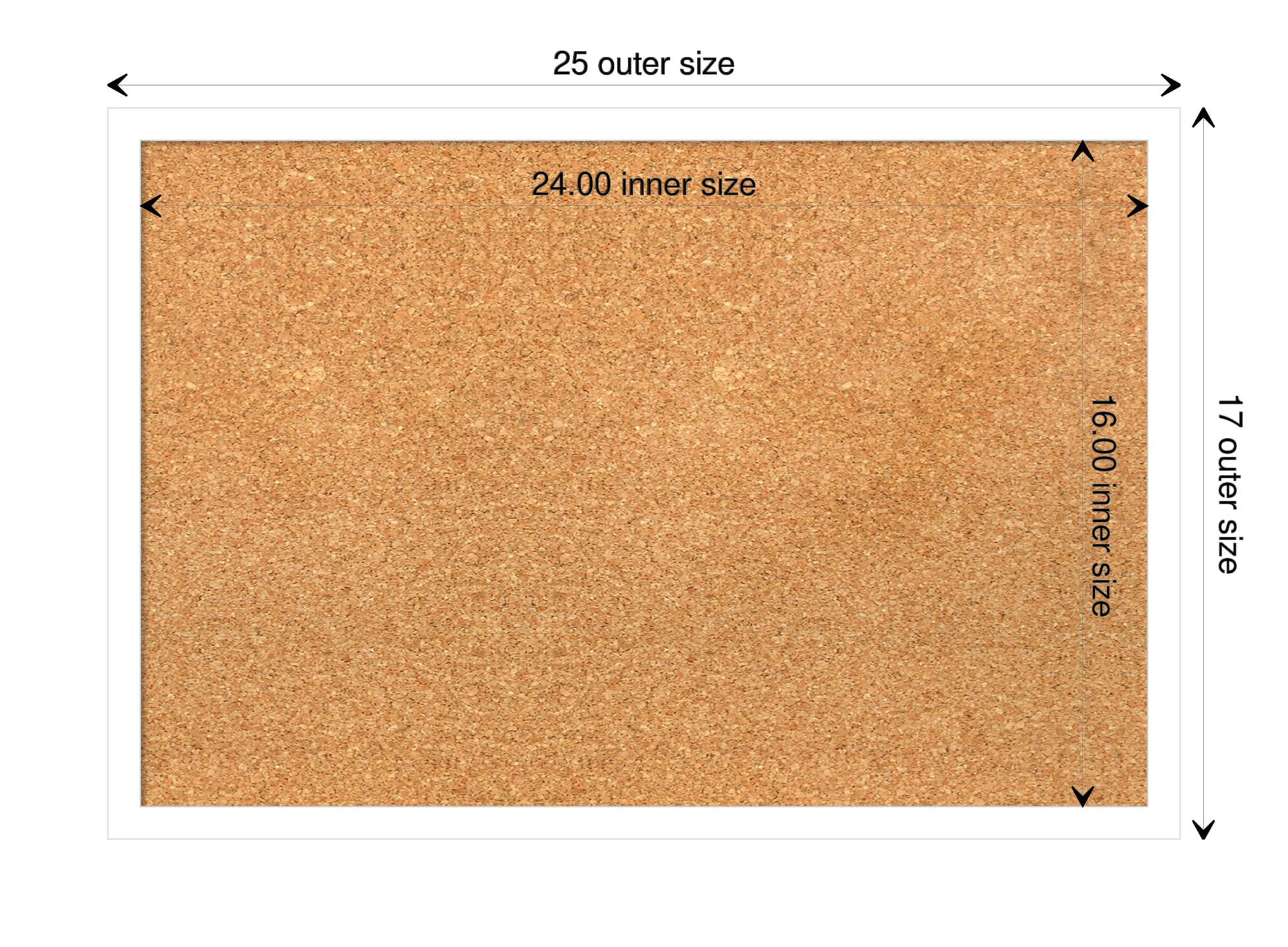 Amanti Art 17x25 Natural Cork Board with White Wood Frame - Vision Board, Office Decor & Home Organization Pinboard for Notes, Photos & Inspirational Display | Perfect for Home, Office & Dorm Rooms