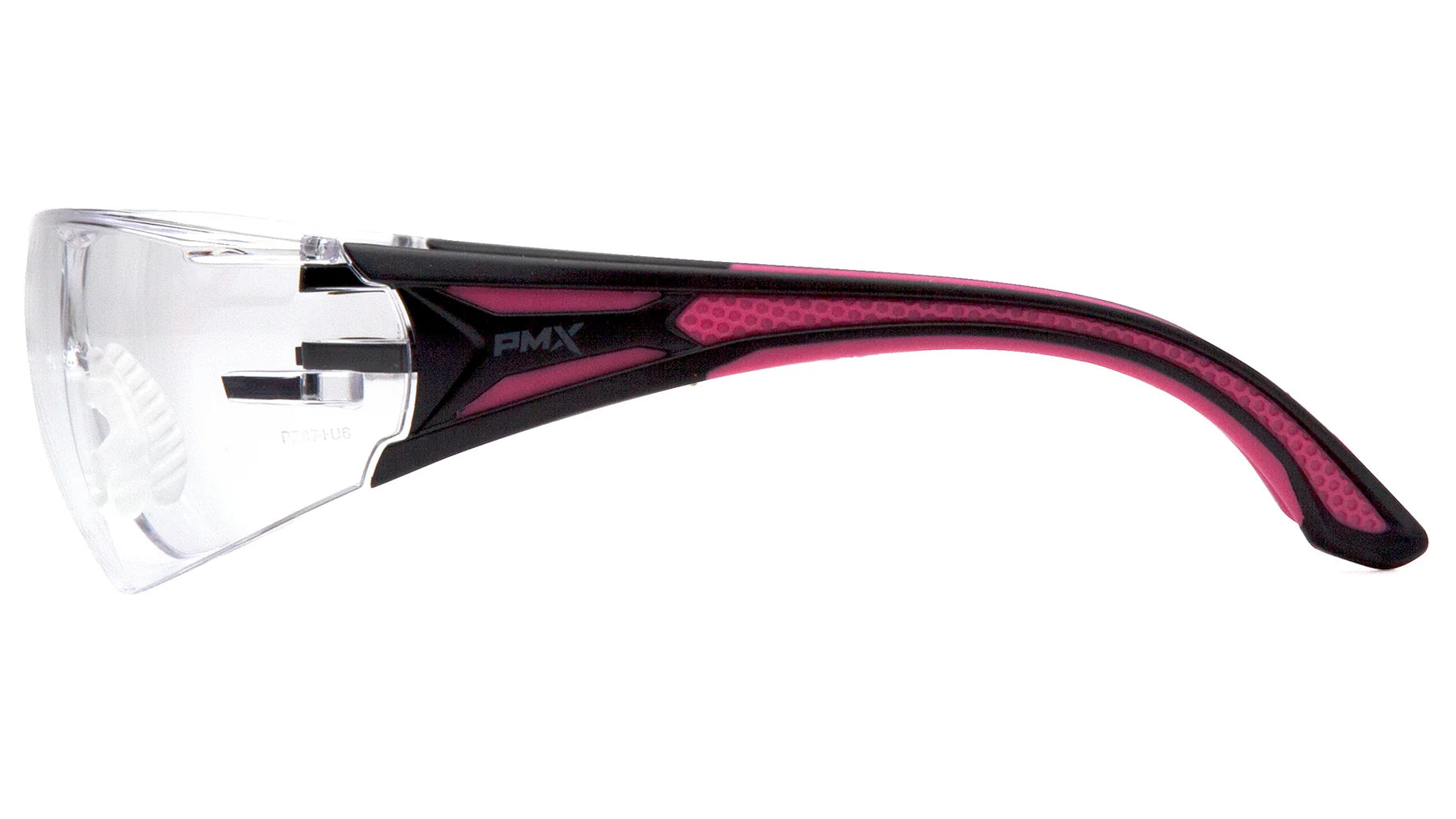 Pyramex Endeavor Plus Frameless Safety Glasses - Clear Anti-Fog Lens with Black/Pink Frame - ANSI Z87.1 Certified for Construction, Woodworking & DIY Projects