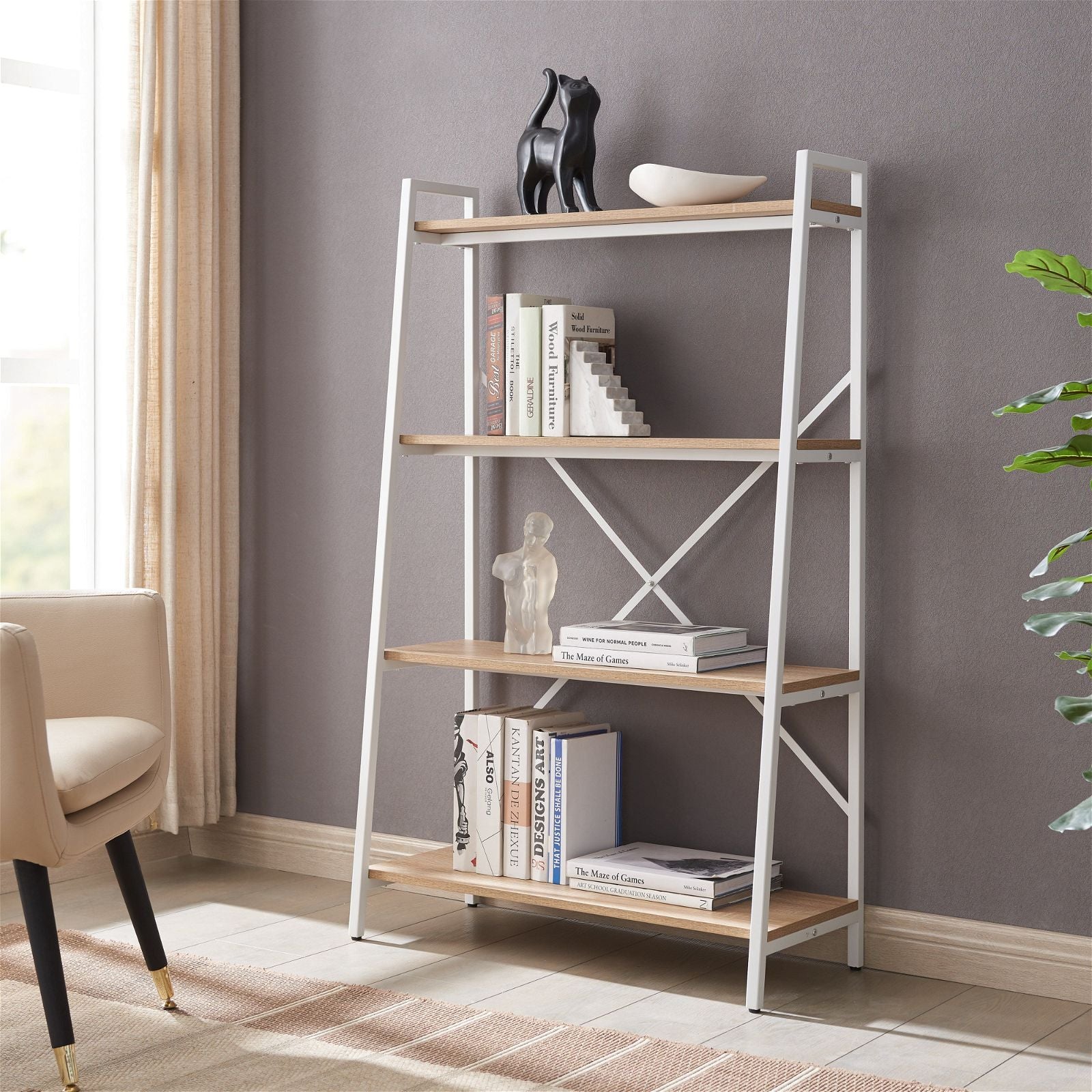 Workzone ASPECT 1300 Oak Bookcase - 5-Shelf Storage Unit for Home Office, Living Room & Bedroom Organization