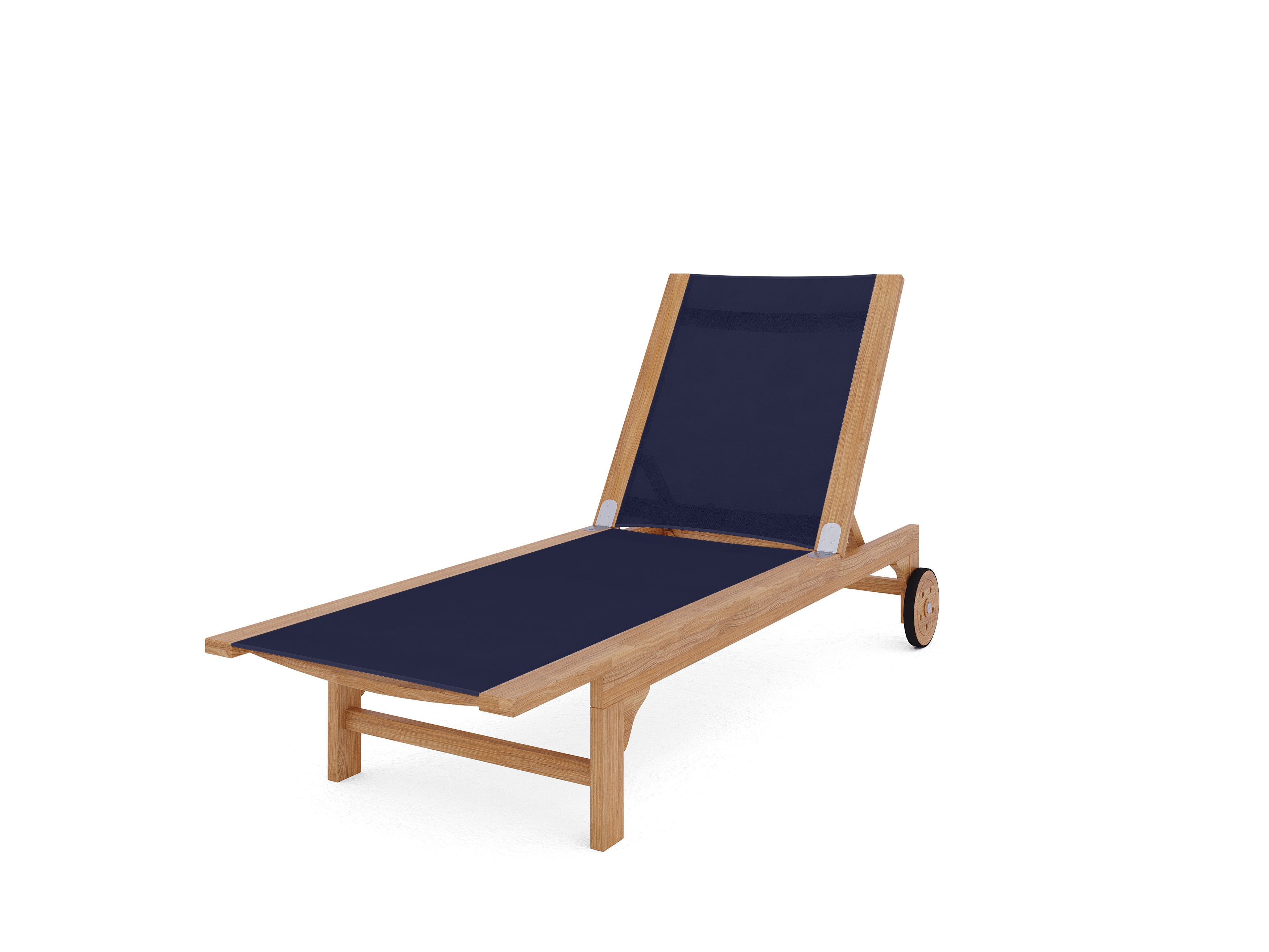 Premium Black Elie Teak Outdoor Reclining Sun Lounger with Rear Wheels - Durable Patio Poolside Chaise Lounge for Backyard, Beach & Garden Relaxation