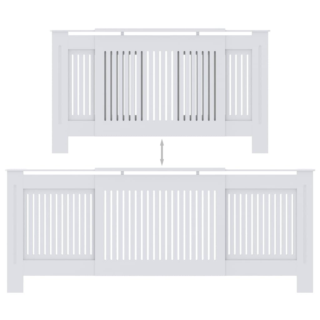 vidaXL Adjustable Radiator Cover Guard - 55.9” to 80.7” White MDF Heater Cover for Living Room, Office, Bedroom | Home Decor & Safety Solution for Baseboard Heaters