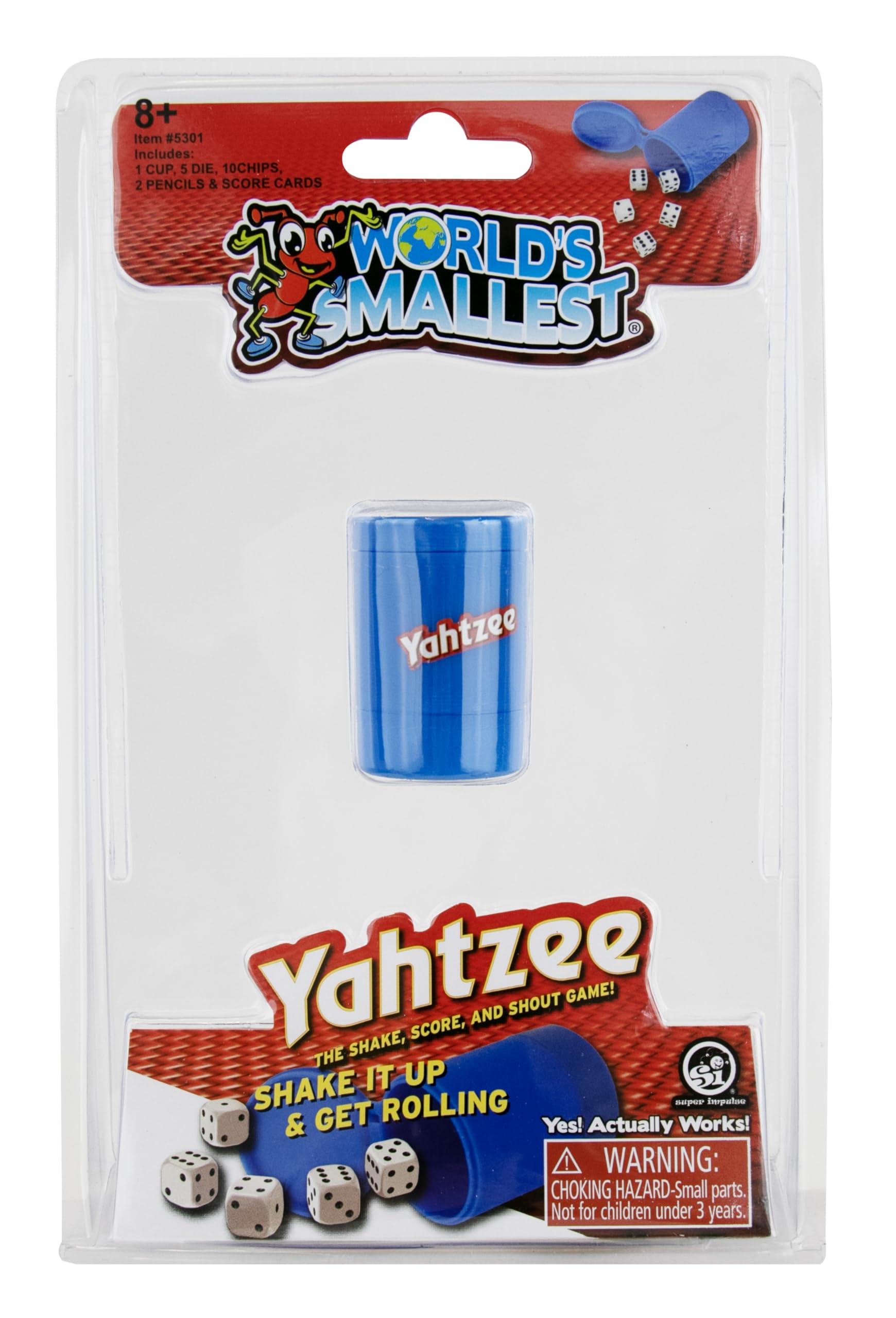 Hasbro Gaming Miniature Yahtzee - World's Smallest Travel Board Game for Families, Kids & Adults | Perfect for Game Nights, Parties & Road Trips | Compact & Portable Dice Game for 2+ Players Ages 8+
