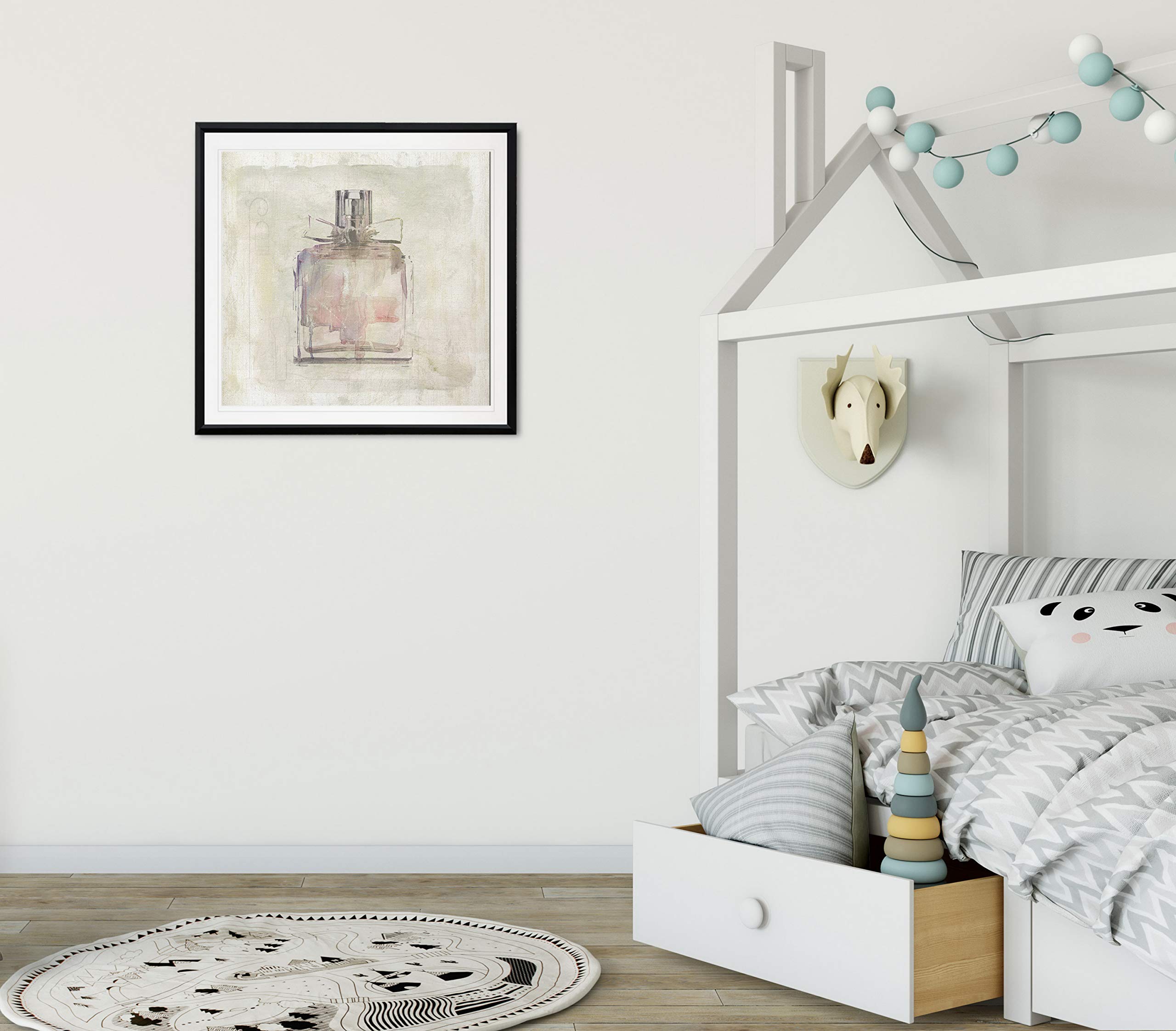 Renditions Gallery Pretty Perfume Vogue Fashion Wall Art - Pink Contemporary Framed Giclee Print Painting for Living Room & Bedroom Decor