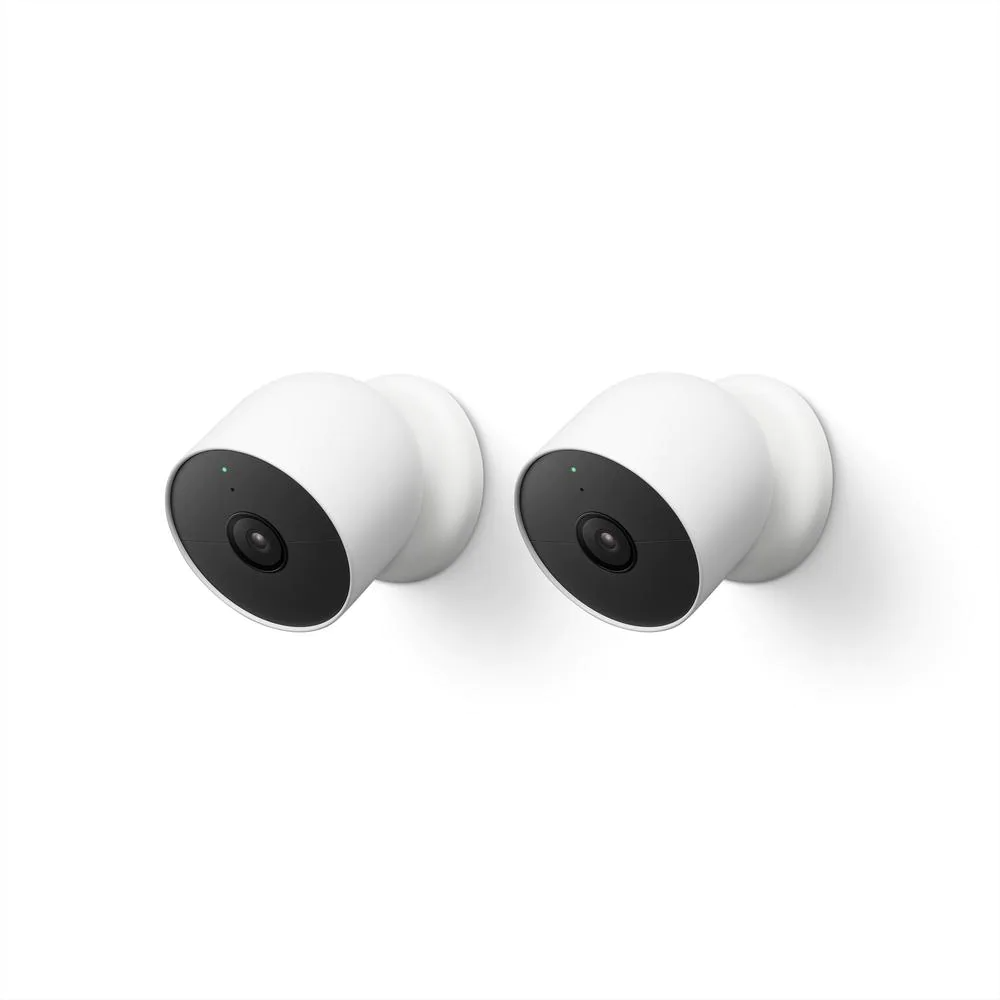 Google Nest Cam Outdoor Security Camera (Snow, 2-Pack, Battery-Powered) - Weatherproof Wireless Surveillance for Home & Business Protection
