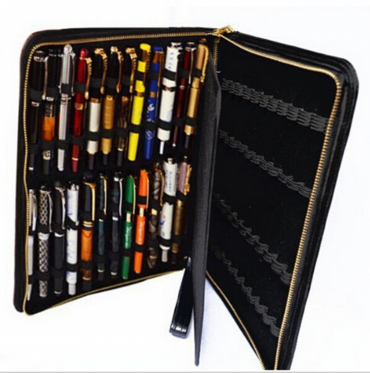 48-Slot PU Leather Pen Holder & Organizer - Black Pen Case for School, Office & Travel - Perfect for Students, Teachers & Professionals