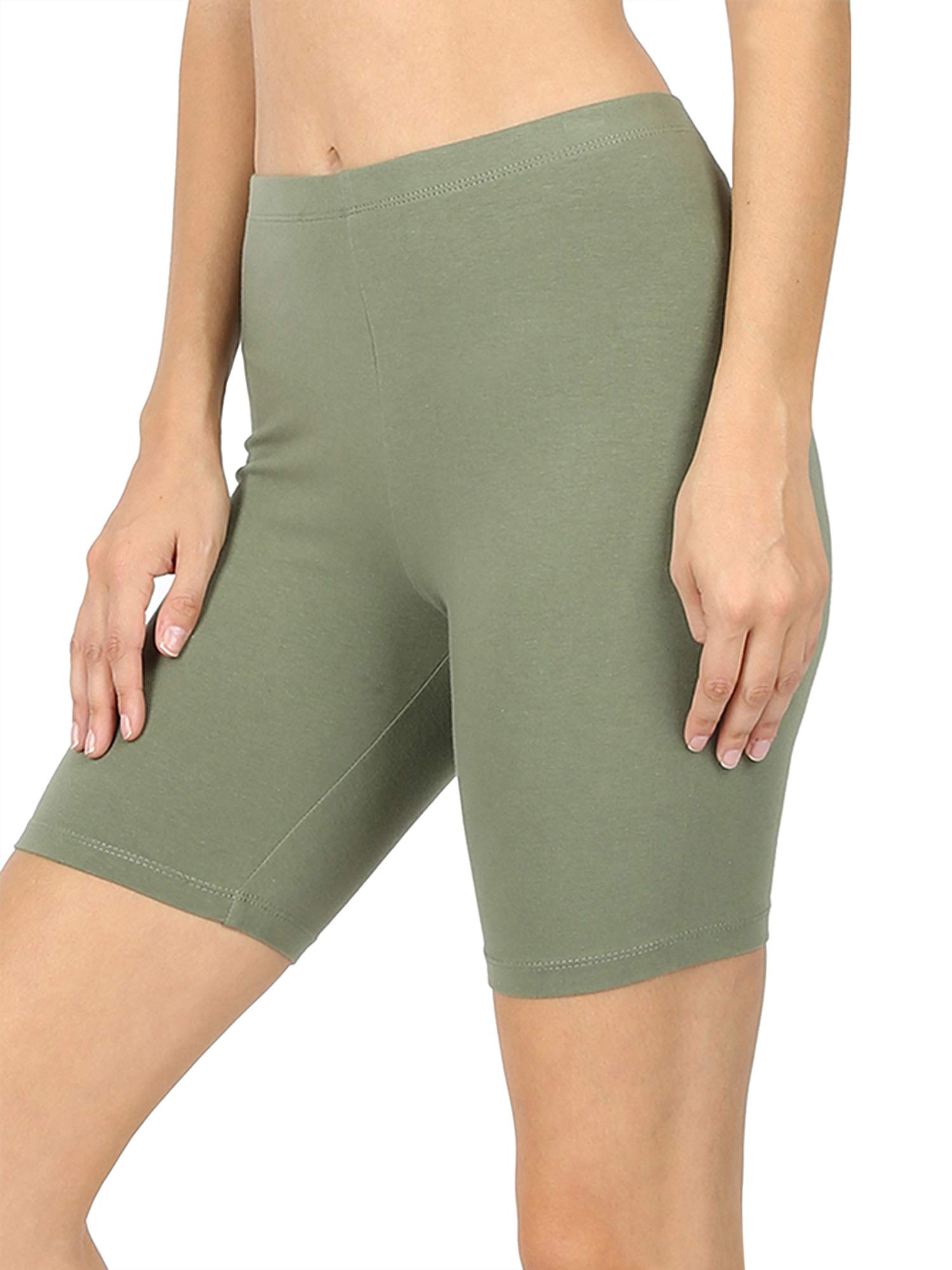 Women's Soft Cotton Stretch Biker Shorts - High Waisted Knee-Length Workout Leggings for Yoga, Running & Gym | Plus Size Activewear for Comfort & Performance