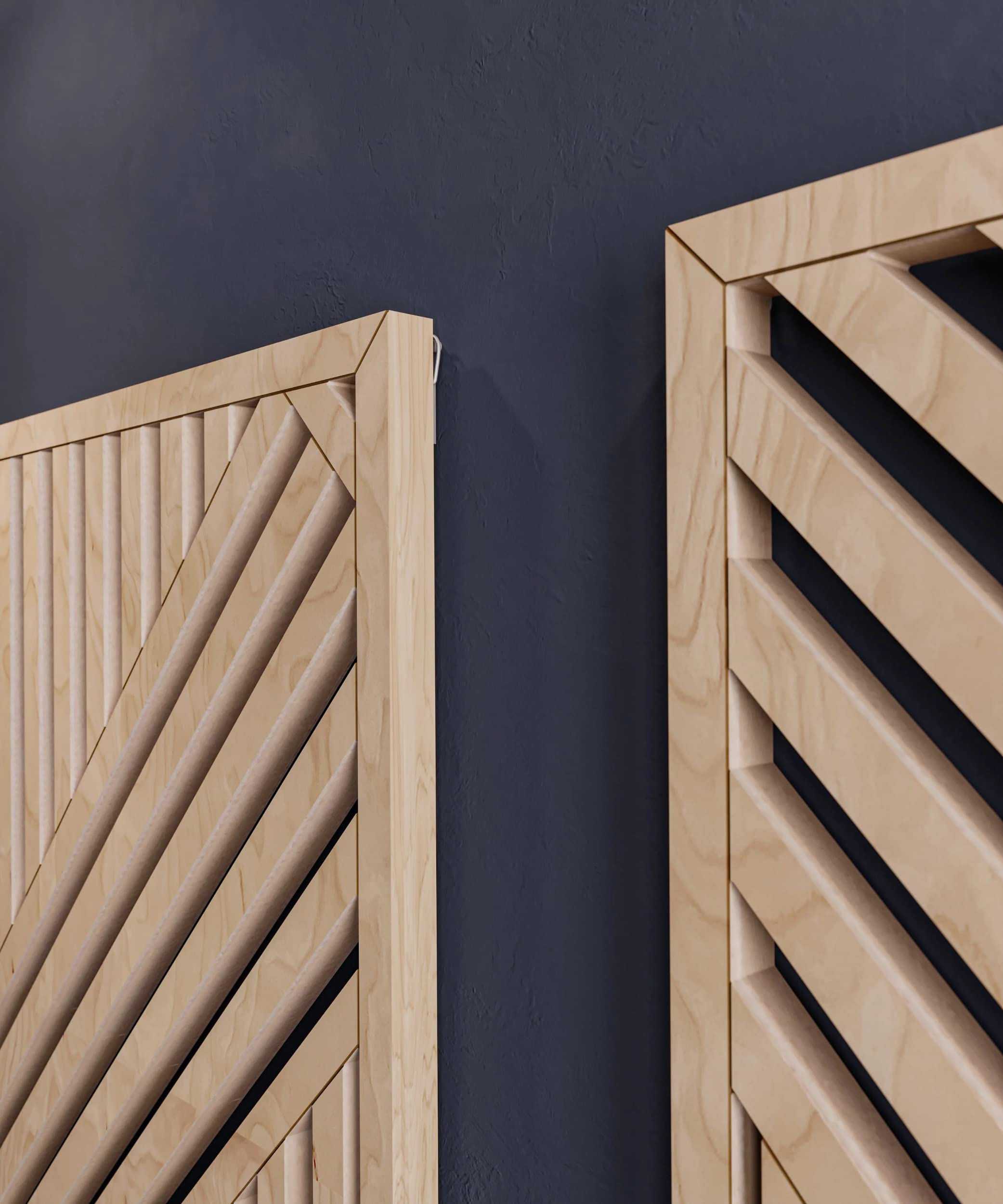 Modern Abstract Wood Wall Art Set of 2 - Geometric Wooden Wall Decor Panels for Living Room, Bedroom & Office - 22