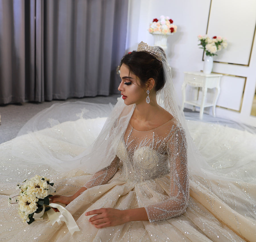 Luxury Princess Wedding Dress - Elegant Puffy Ball Gown Bridal Gown for Bride | Perfect for Fairytale Weddings, Princess-Themed Ceremonies & Formal Events