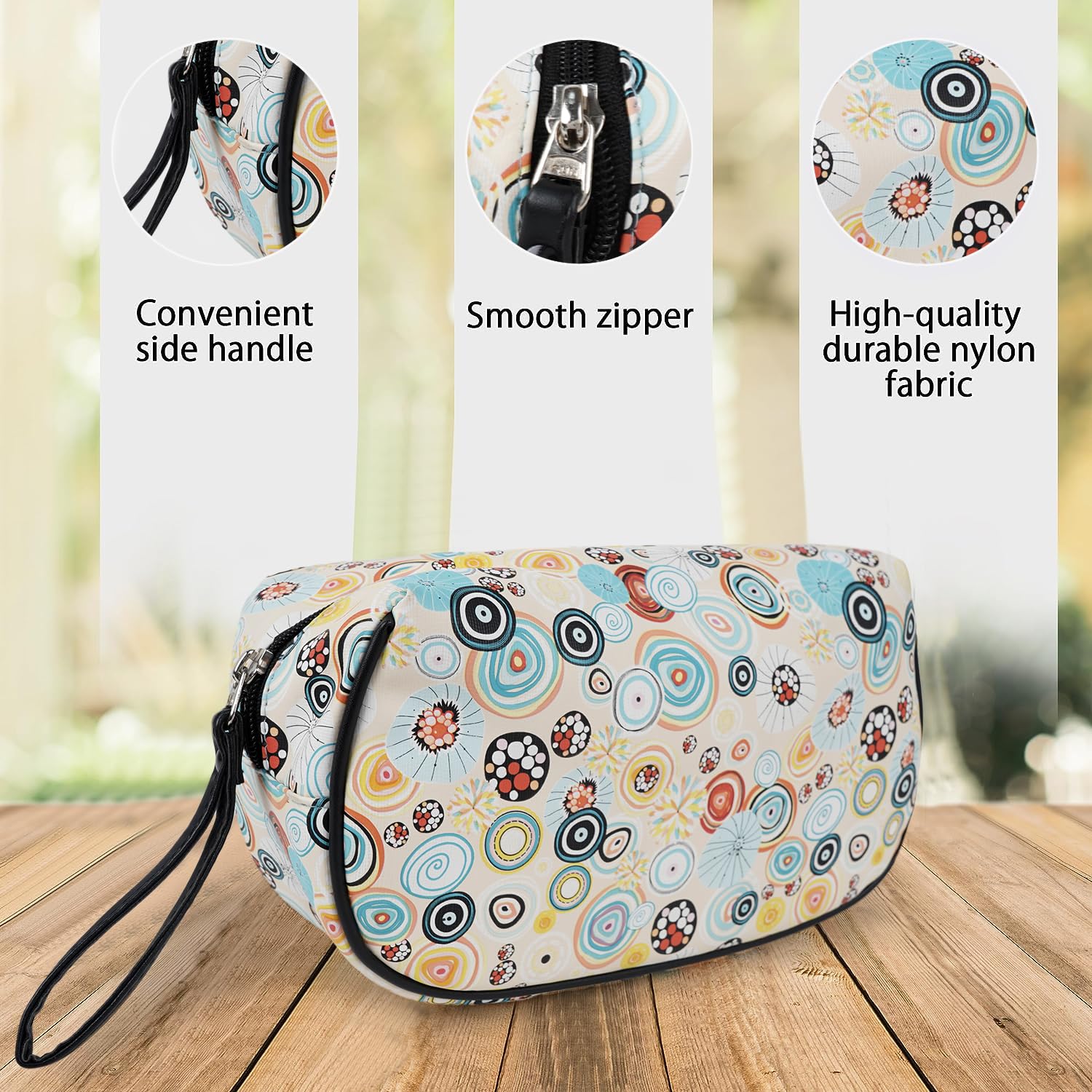 CIMONI® Premium Vegan Leather Makeup Bag for Women - Stylish Printed Travel Cosmetic Organizer, Waterproof & Spacious (Multicolor) | Perfect for Travel, Daily Use & Gift Giving