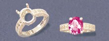 Solid Sterling Silver or 14kt Gold 7x5mm Oval Blank Engraved Shank Ladies Ring Setting - Size 7 (18x13mm) - Perfect for Custom Jewelry, Wedding Bands & Anniversary Gifts
