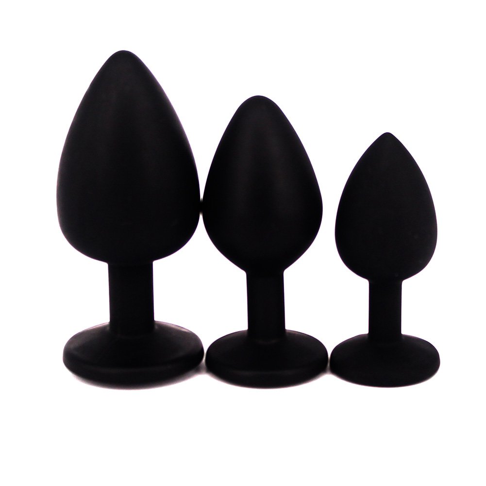 3PCS Silicone Jeweled Anal Trainer Plugs Set - Beginner Friendly Anal Sex Toys for Men, Women & Couples | Black | Perfect for Sensual Play, Intimacy & Exploration