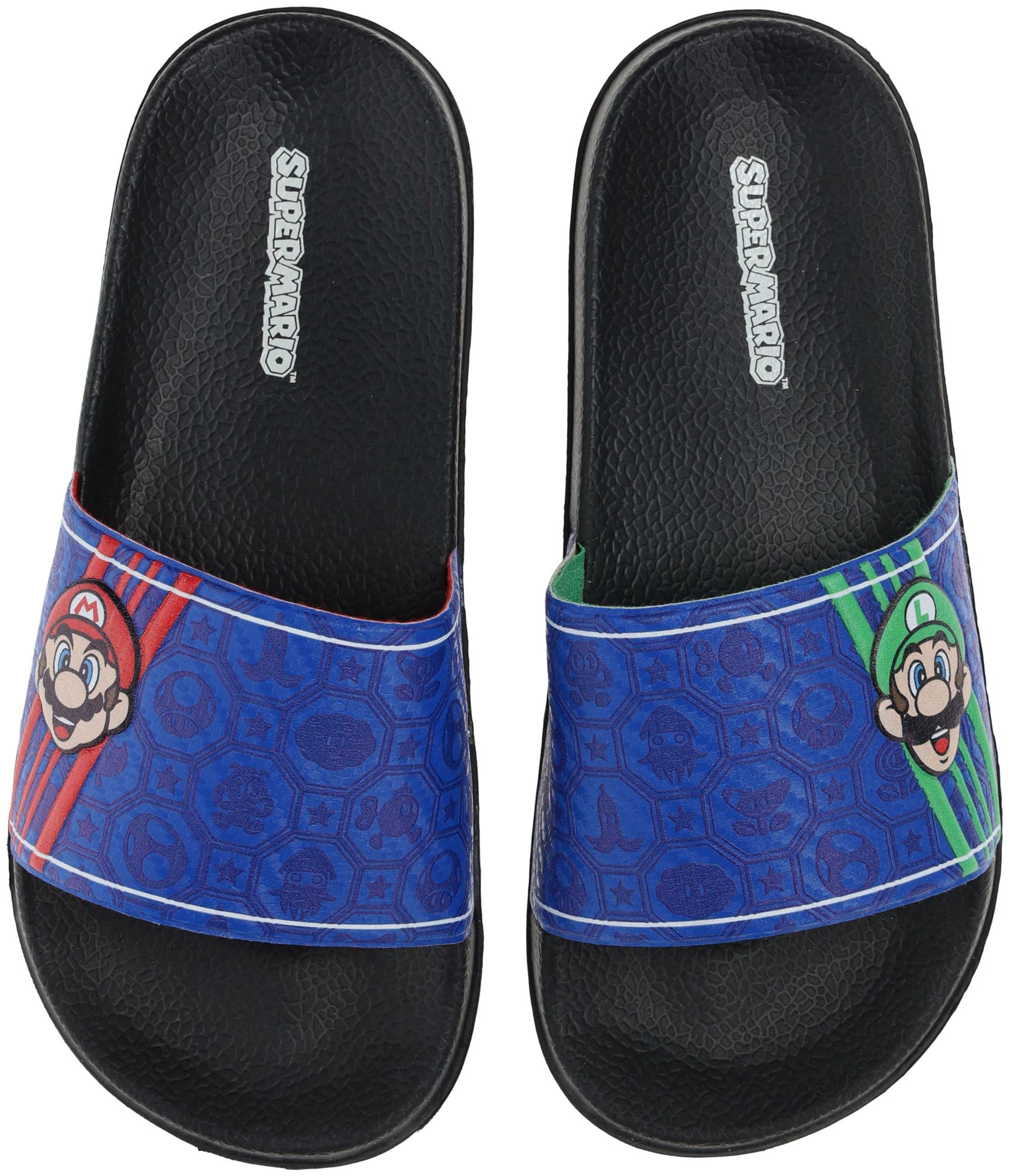 Super Mario & Luigi Mismatch Pool Slide Sandals for Boys - Comfortable Casual Outdoor Water Shoes - Nintendo Themed Sport Slides - Sizes 4 to 12 - Perfect for Swimming, Beach, Pool Parties & Summer Vacations