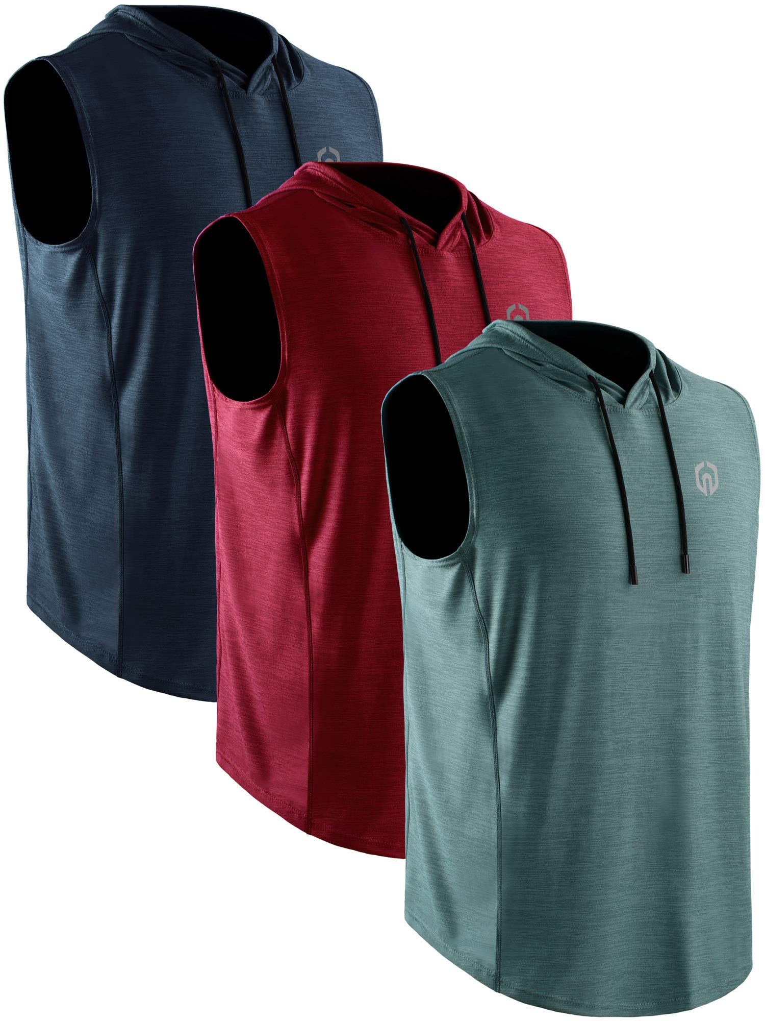 Neleus Men's Running Tank Tops 3 Pack - Breathable Sleeveless Workout Shirts with Hoods for Gym, Jogging & Outdoor Sports | Moisture Wicking Athletic T-Shirts for Men