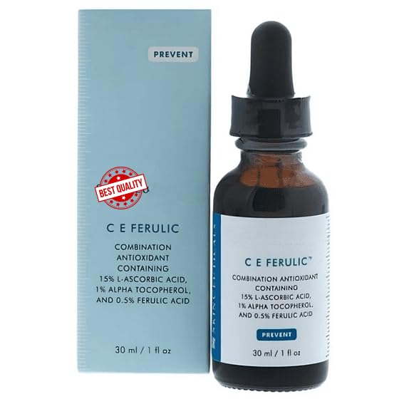SkinCeuticals C E Ferulic Antioxidant Serum for Normal/Dry Skin - 1 oz/30 ml Anti-Aging Vitamin C Face Serum | Brightens Skin, Reduces Wrinkles & Sun Damage | Perfect for Daily Skincare Routine & Nighttime Repair