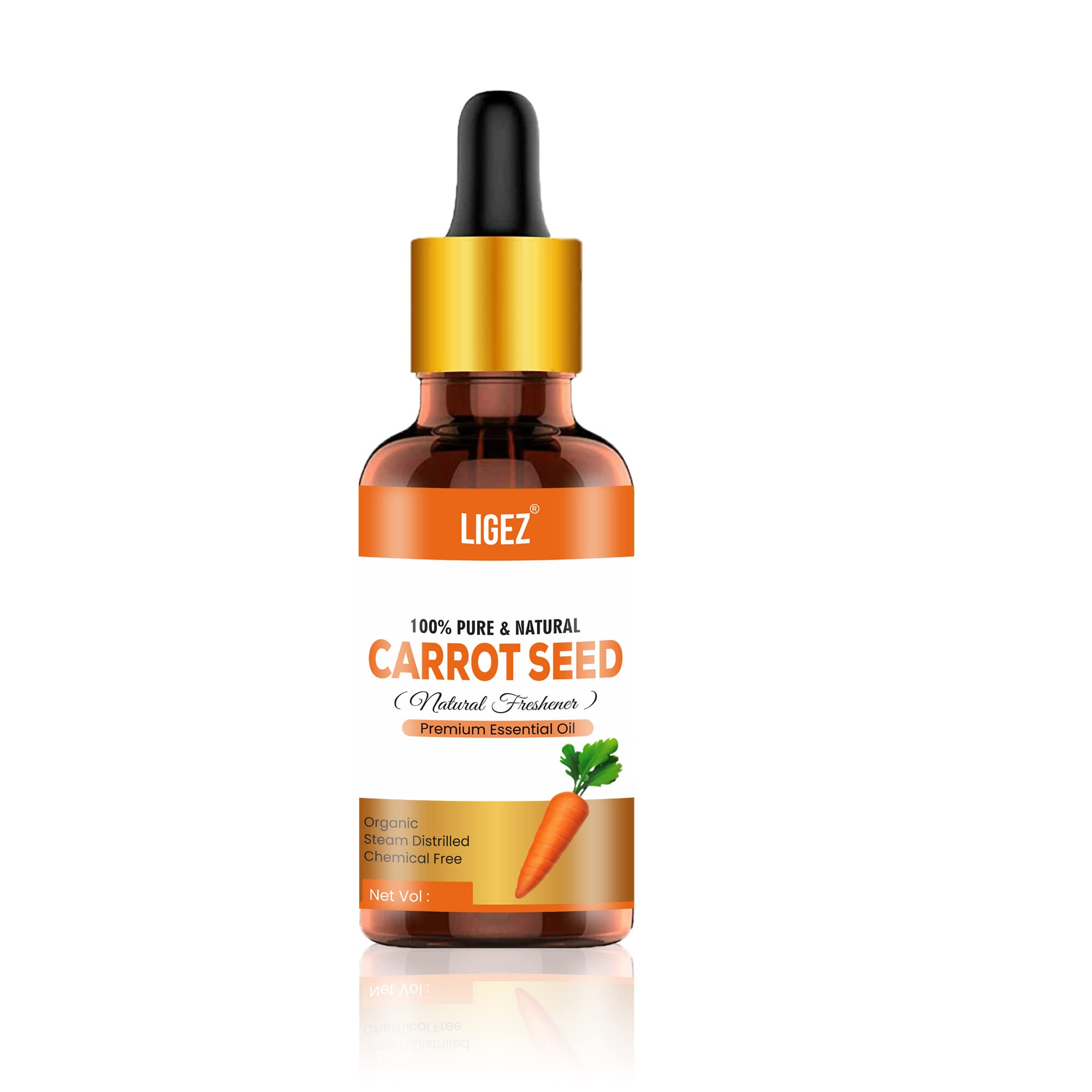 Ligez 100% Pure Carrot Seed Essential Oil - Undiluted, Natural for Skin Care & Hair Growth (30ml) - Perfect for Aromatherapy, Massage & DIY Beauty Products