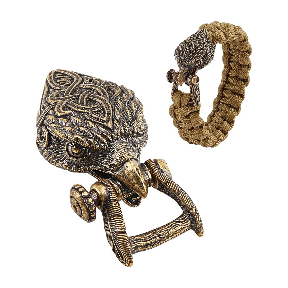 Antique Bronze Brass Paracord Buckles - Eagle Parachute Cord Tool Lanyard Beads for EDC Charms, Pendants & Bracelet Crafts | Survival Gear, Outdoor Accessories & DIY Jewelry Making Supplies