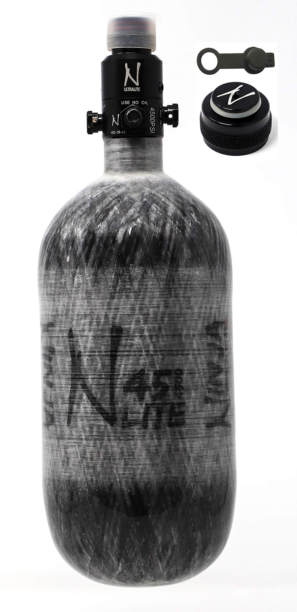 Ninja Paintball HPA Compressed Air Tank - Lightweight Aluminum Thread Saver & Rubber Nipple Cover with Ultralite Regulator - Perfect for Tournament Play & Outdoor Paintball Games