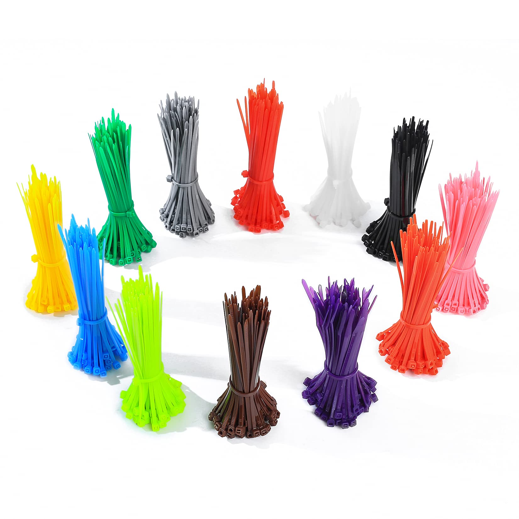 1200 Pcs Mixed Color Nylon Cable Ties - 4 Inch Self-Locking Zip Ties (12 Assorted Colors) for Home, Office, Garden, Garage & Workshop Organization - Heavy Duty Wire Management for Bundling Cables, Chicken Leg Bands & DIY Projects