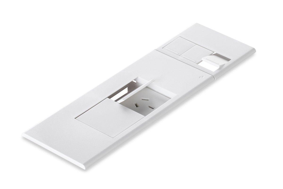CMS Flip Surface Mount Electrical Box - White (2 Power Outlets) - Ideal for Home, Office & Commercial Wiring Installations