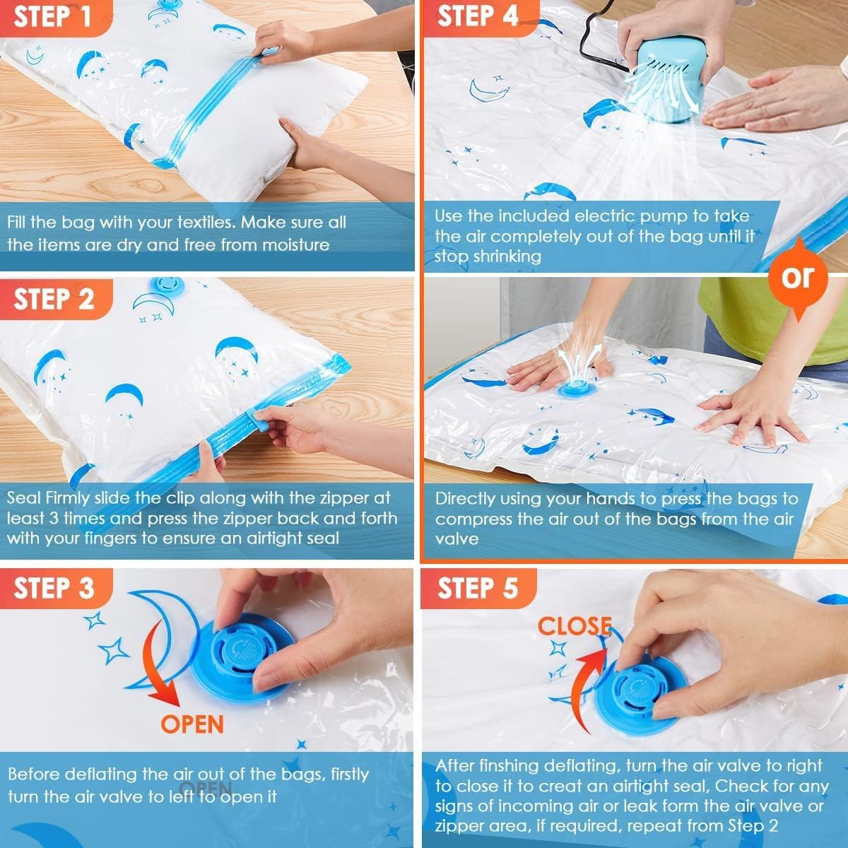 Vacuum Storage Bags with Electric Air Pump - 20 Pack (4 Jumbo, 4 Large, 4 Medium, 4 Small, 4 Roll Up Bags) | Space Saving Storage Solution for Clothes, Bedding, Travel | Perfect for Seasonal Storage, Moving & Home Organization