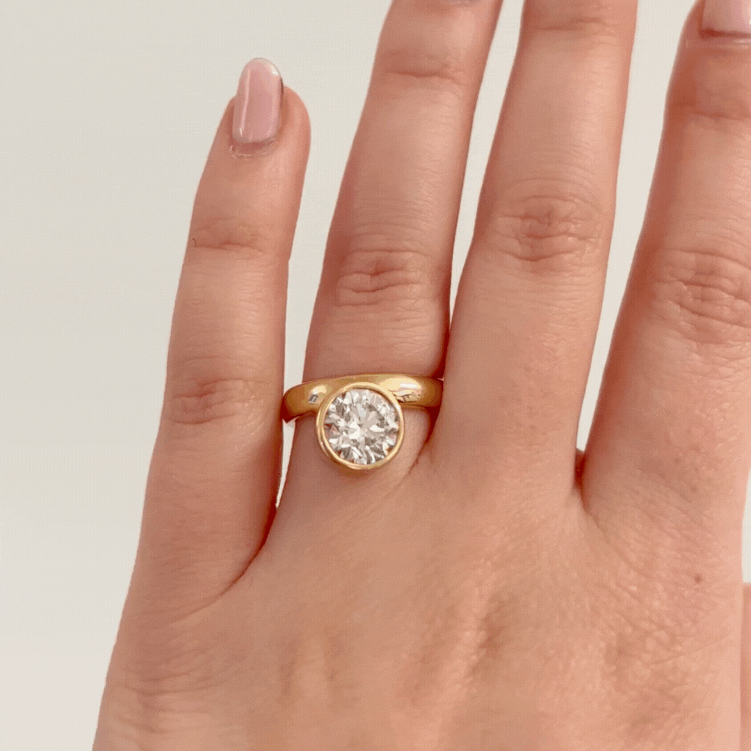 Round Wide Side Set Rivet Engagement Ring - 14K Gold Wedding Band for Women, Vintage Style Bridal Jewelry - Perfect for Proposals, Anniversaries & Special Occasions