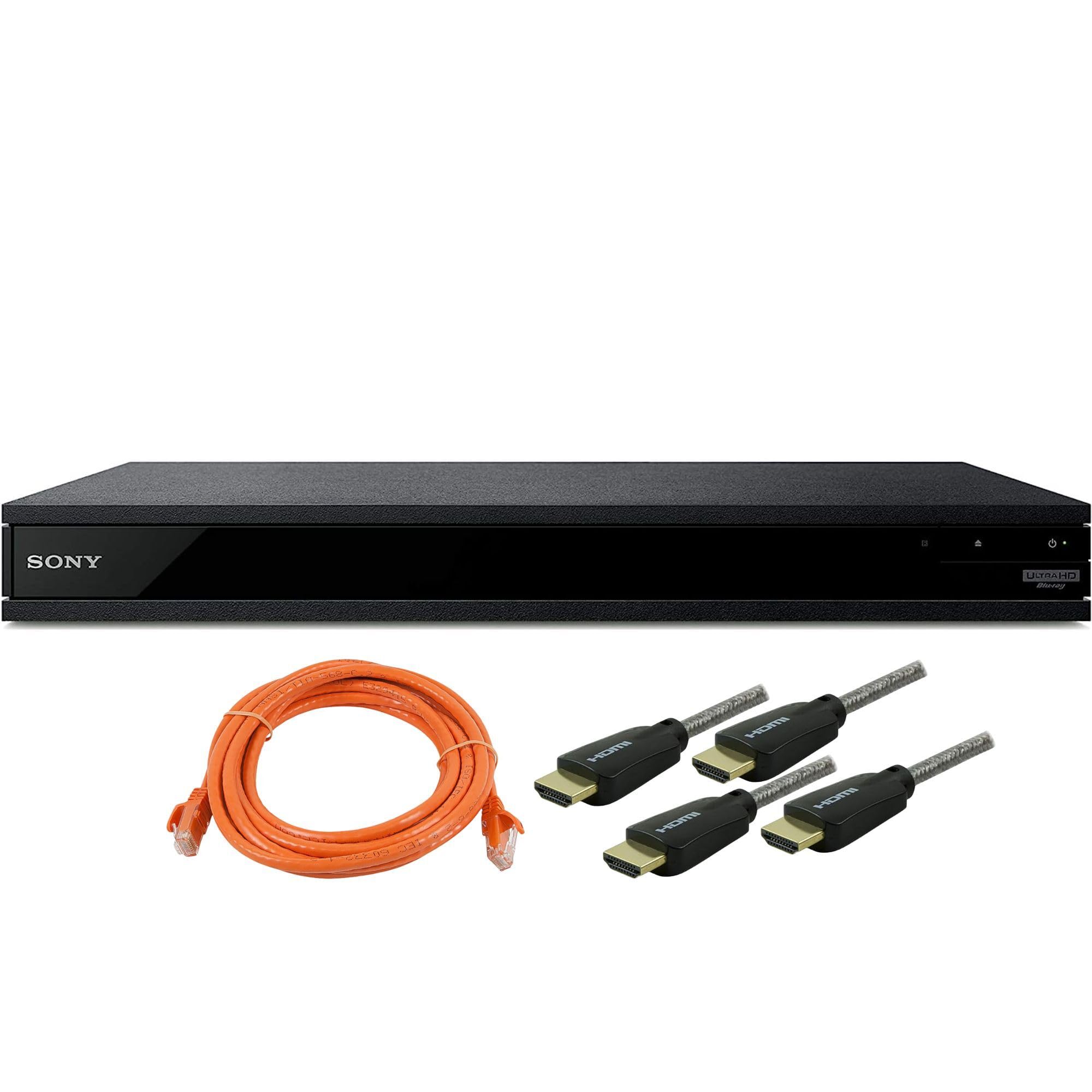 Sony UBP-X800M2 4K Ultra HD Blu-ray Player with HDR | Includes 6ft High-Speed HDMI Cable & Ethernet Cable (3-Piece Bundle) | Perfect for Home Theater & Movie Night Entertainment
