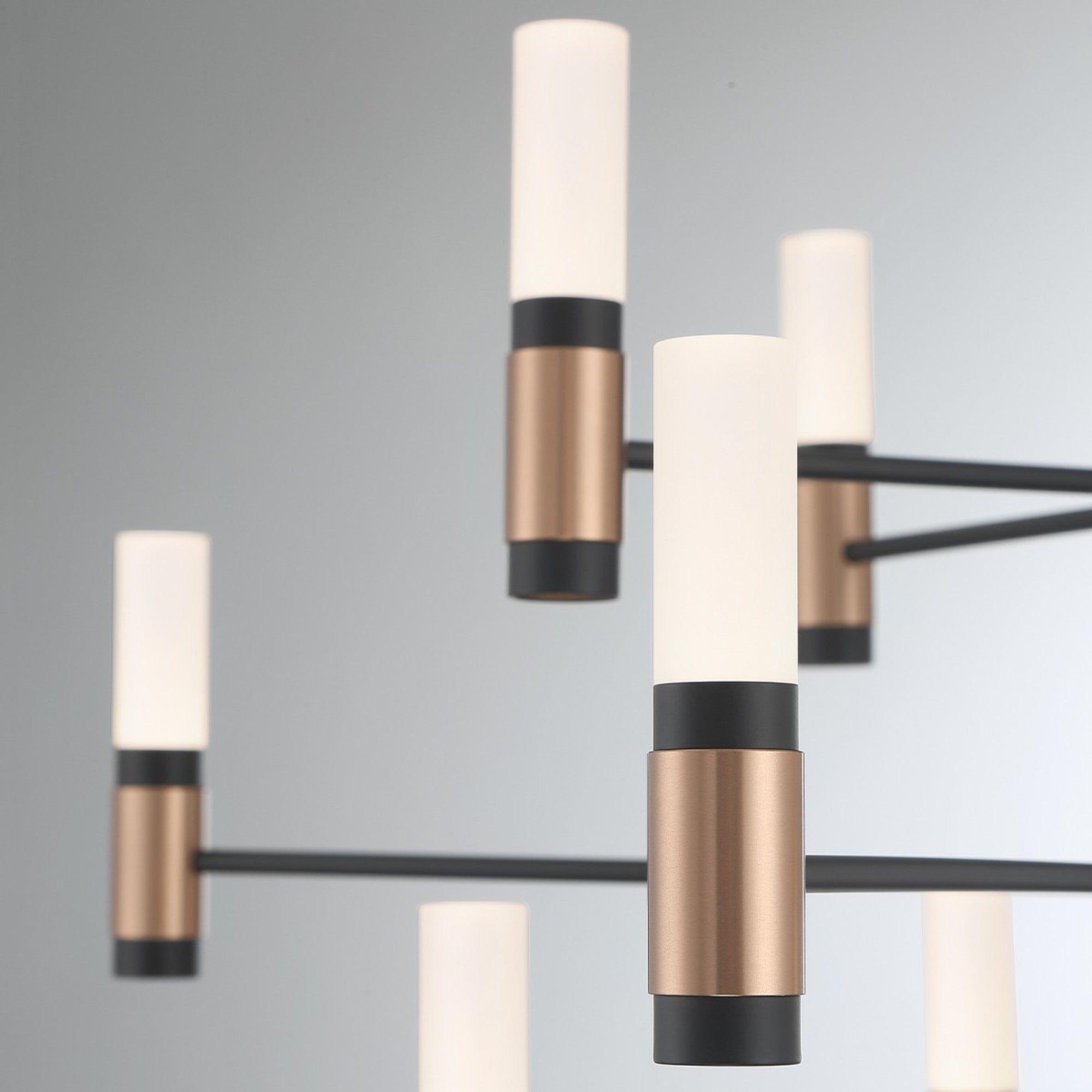 Albany 12-Light 29-LED Modern Chandelier with Black & Brass Finish - Elegant Dining Room & Living Room Ceiling Lighting Fixture