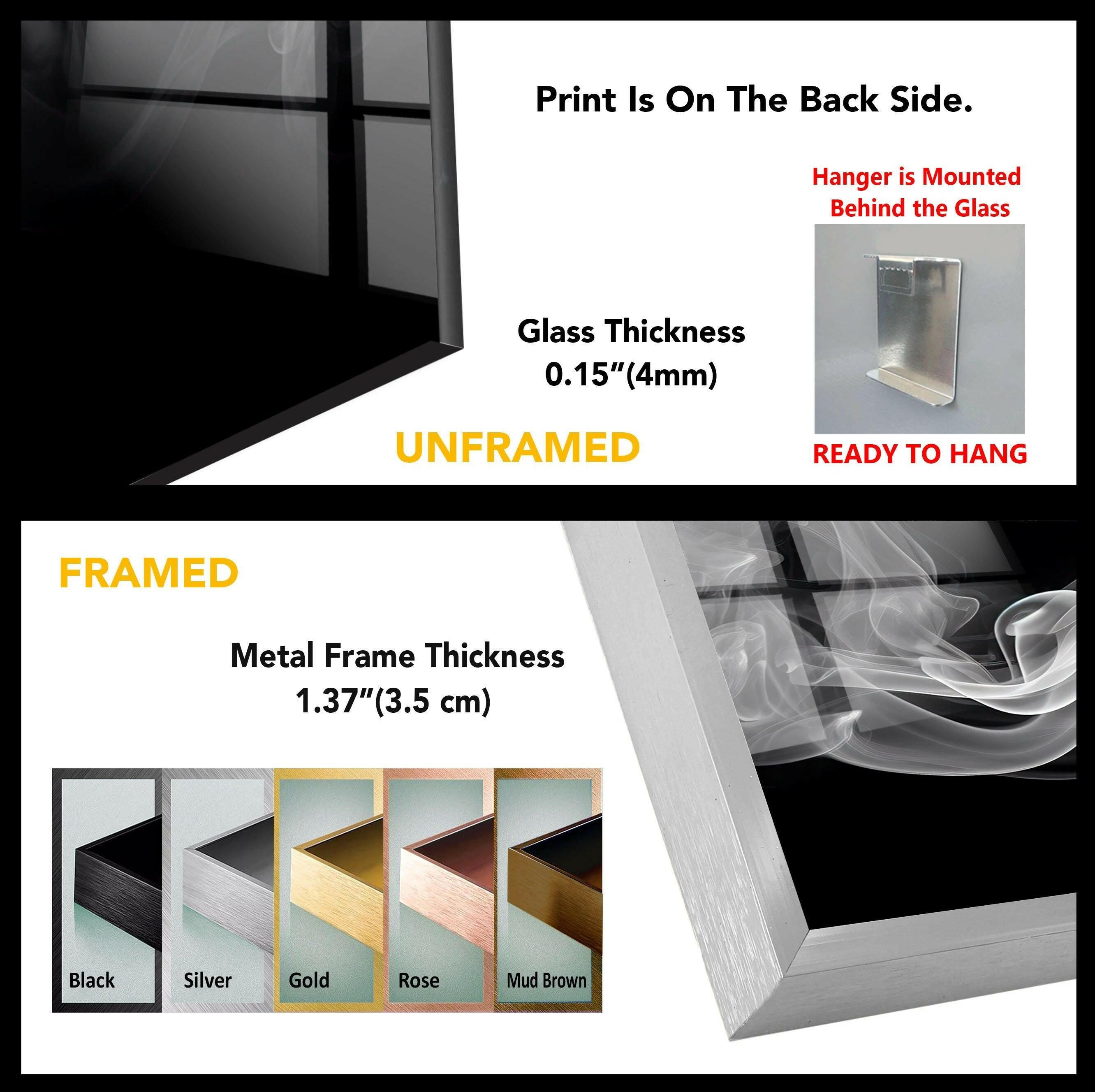 Black and White Smoke Glass Wall Art - Modern Abstract Home Decor for Living Room, Bedroom & Office - Elegant Glass Panel Artwork for Stylish Interior Design