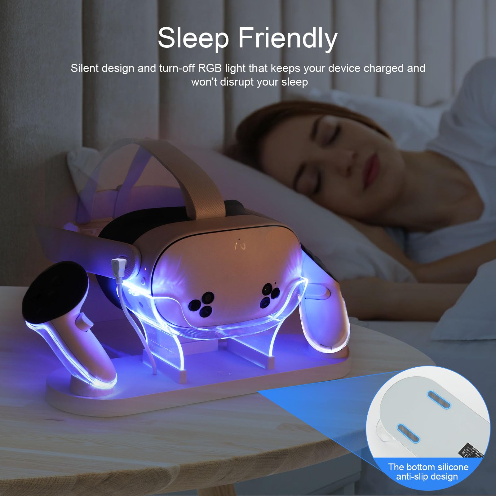 Meta Quest 3S/Quest 3 Charging Dock with 2 Rechargeable Batteries - Fast USB-C Charging for Headset & Controllers (2-3 Hours) - Perfect for VR Gaming & Entertainment