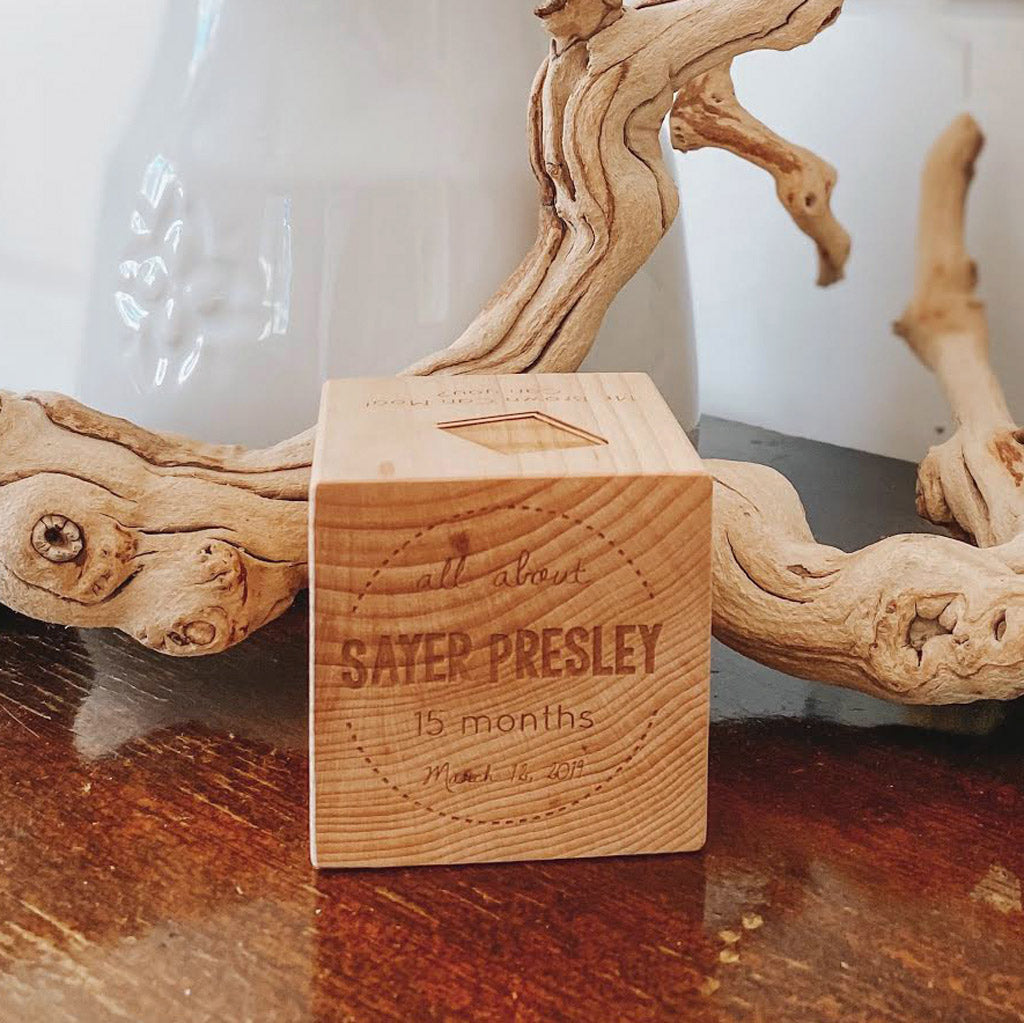 Personalized All About Me Keepsake Block - Custom Wooden Memory Box for Baby's First Year, Milestones & Special Moments | Perfect Baby Shower Gift & Nursery Decor