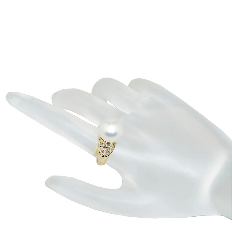 18K Gold Diamond Pearl Ring for Women - Elegant Bridal Wedding Engagement Jewelry Gift - Perfect for Anniversaries, Proposals & Special Occasions
