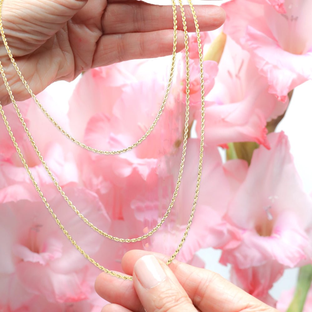 10k Yellow Gold Classic Rope Chain Necklace for Women - Elegant Layering Jewelry for Everyday Wear, Date Nights & Special Occasions